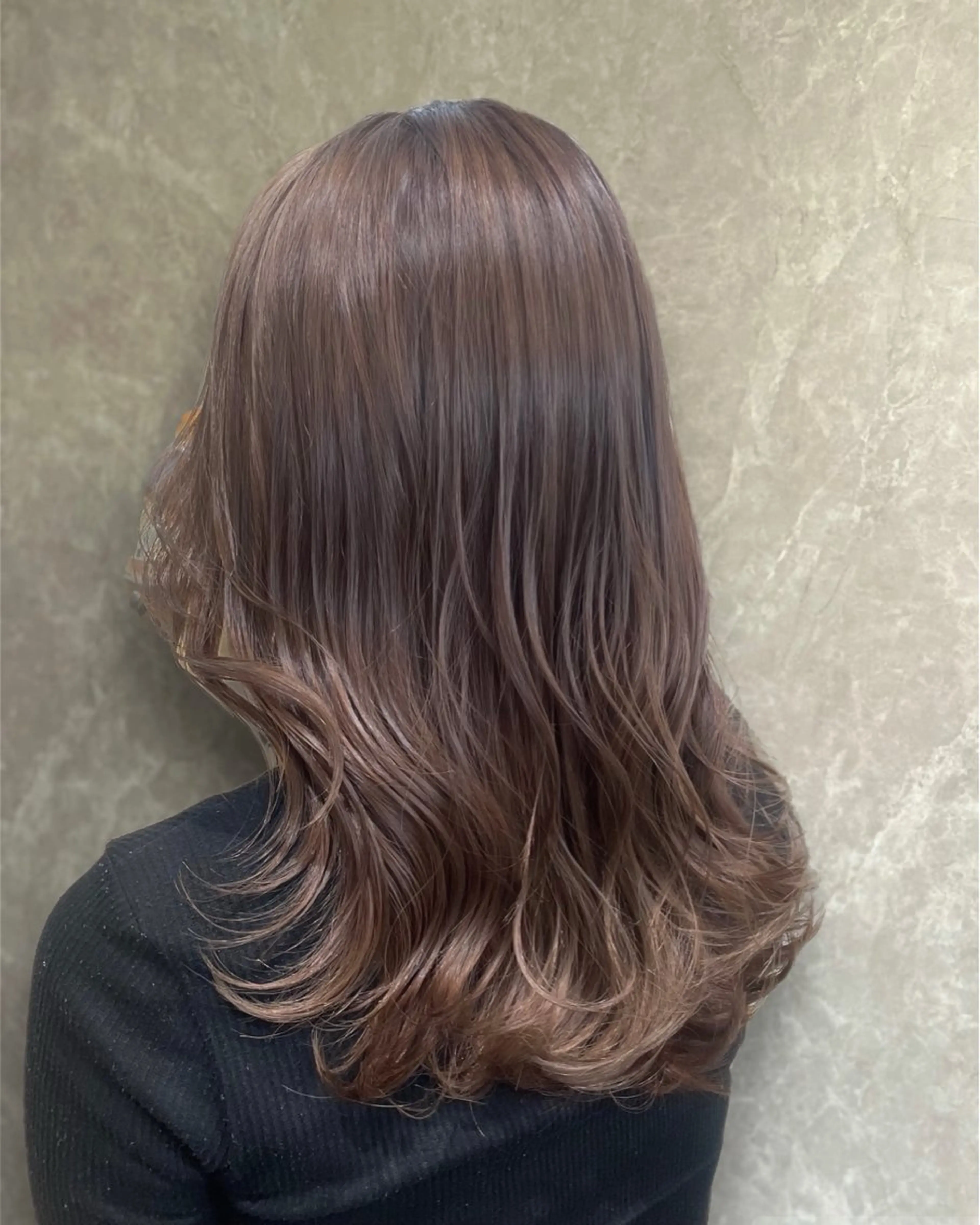 ミディアム カラー カット パーマ 心斎橋/ブリーチなし 髪質改善/レイヤーのヘアスタイル