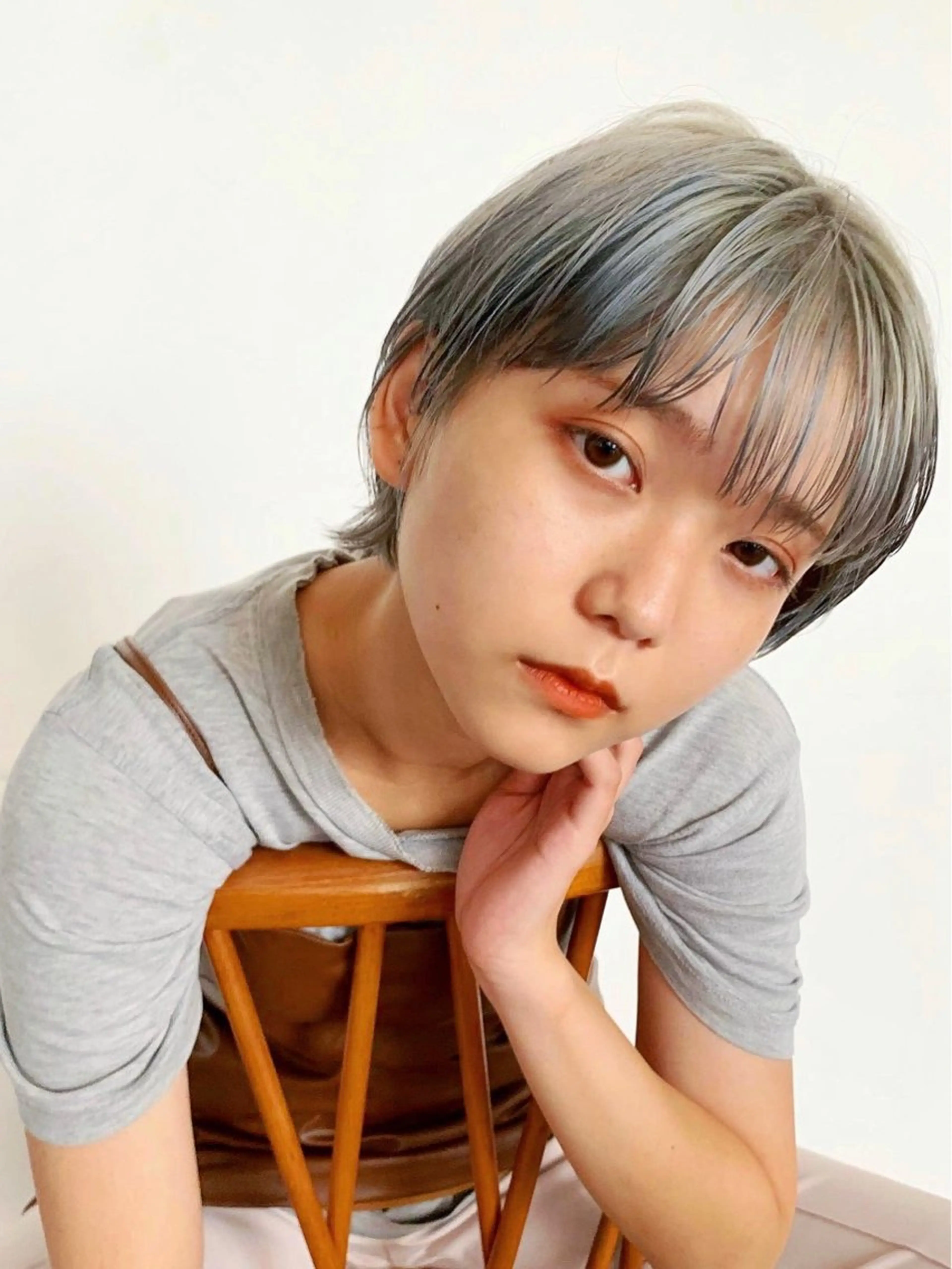 ショート カラー パーマ ヘアアレンジ メンズ メンズブリーチ ブリーチ ミント ショートヘア ウルフレイヤーカット /チヒロのヘアスタイル