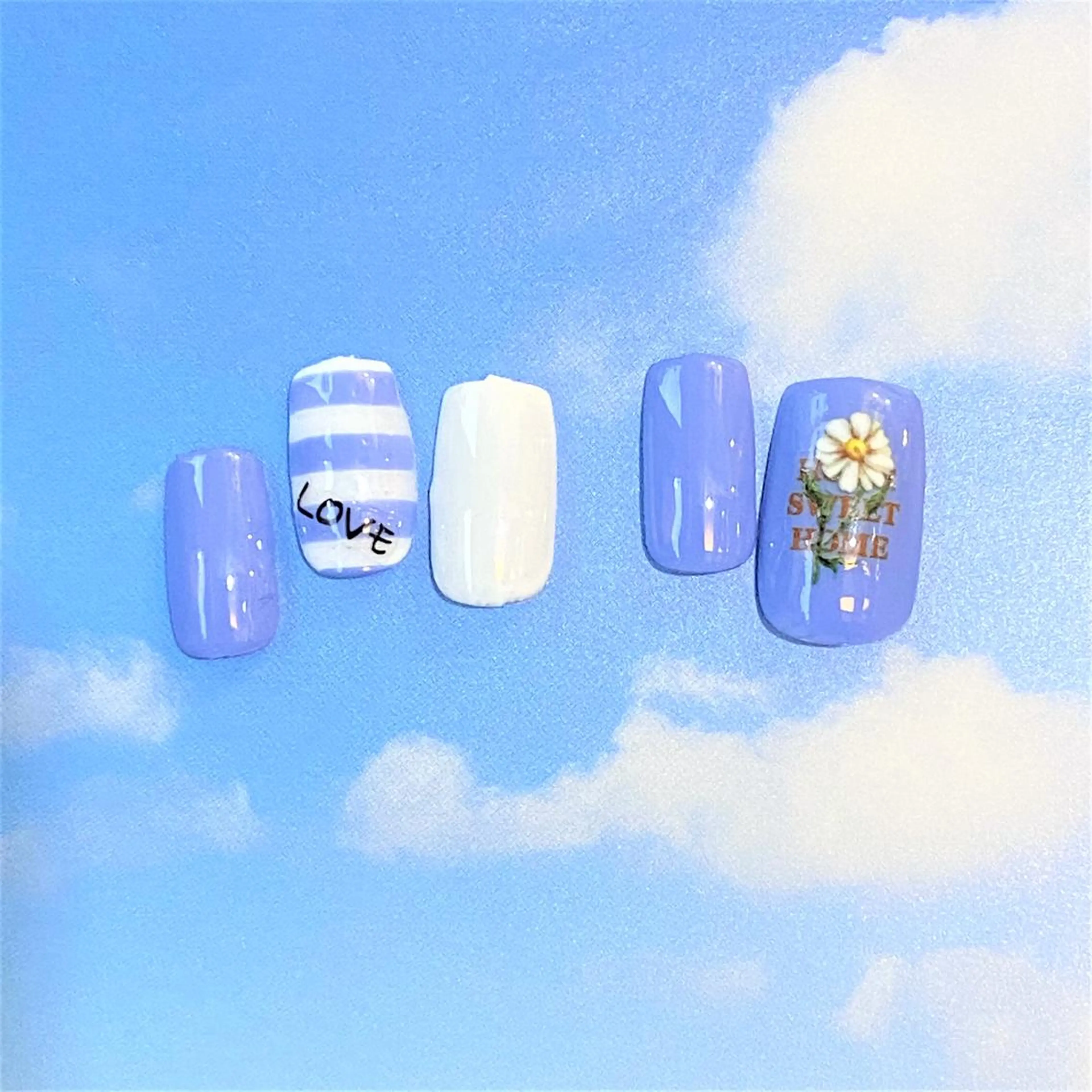 ネイル ボーダー フラワーネイル ハンドネイル Alohana Minaのネイルデザイン