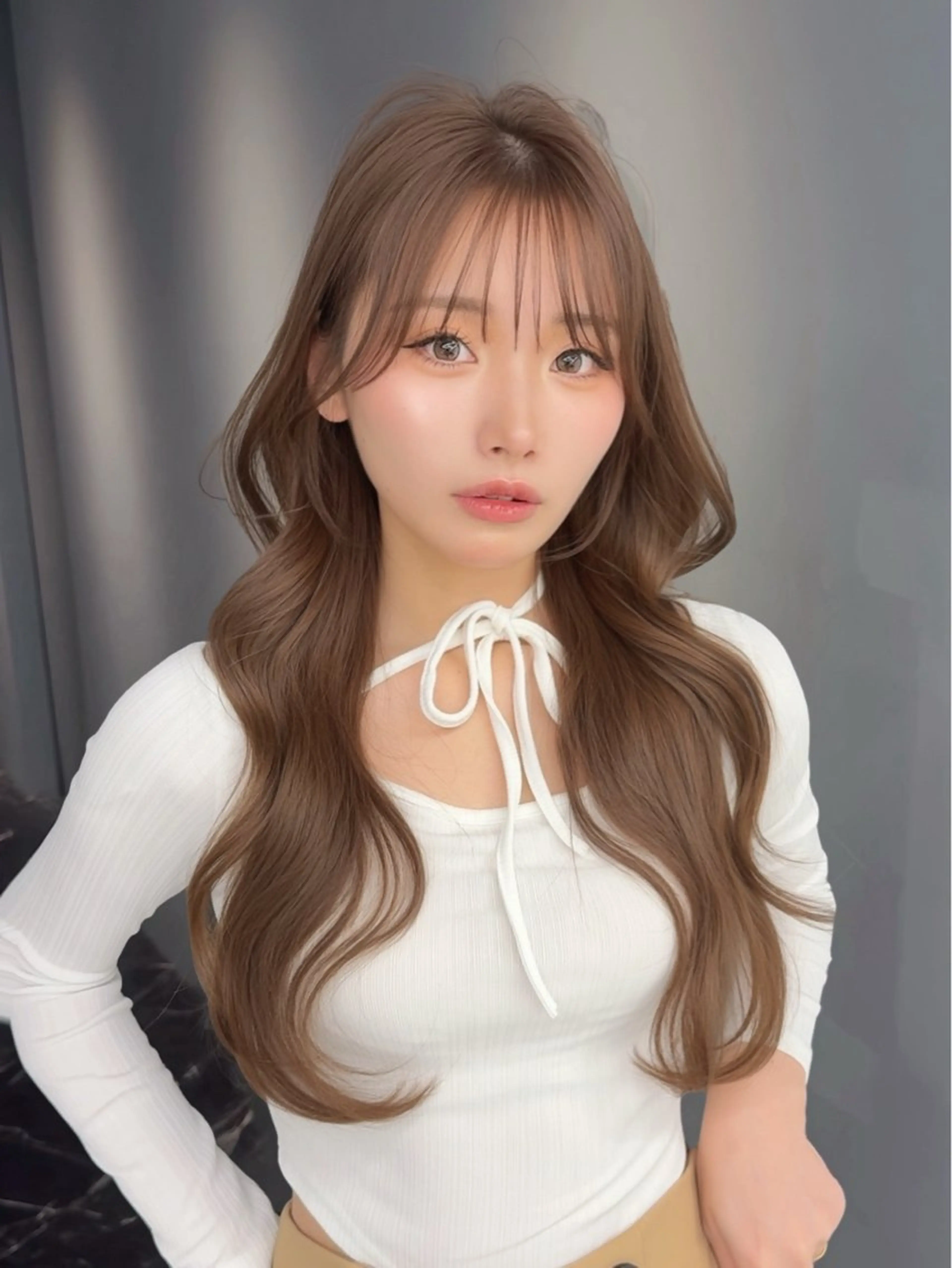 ロング カラー ベージュカラー ヘーゼル 韓国風ヘア レイヤーカット カット ヘアカラー ♦ブリーチなしカラー ×レイヤー♦中島良太のヘアスタイル