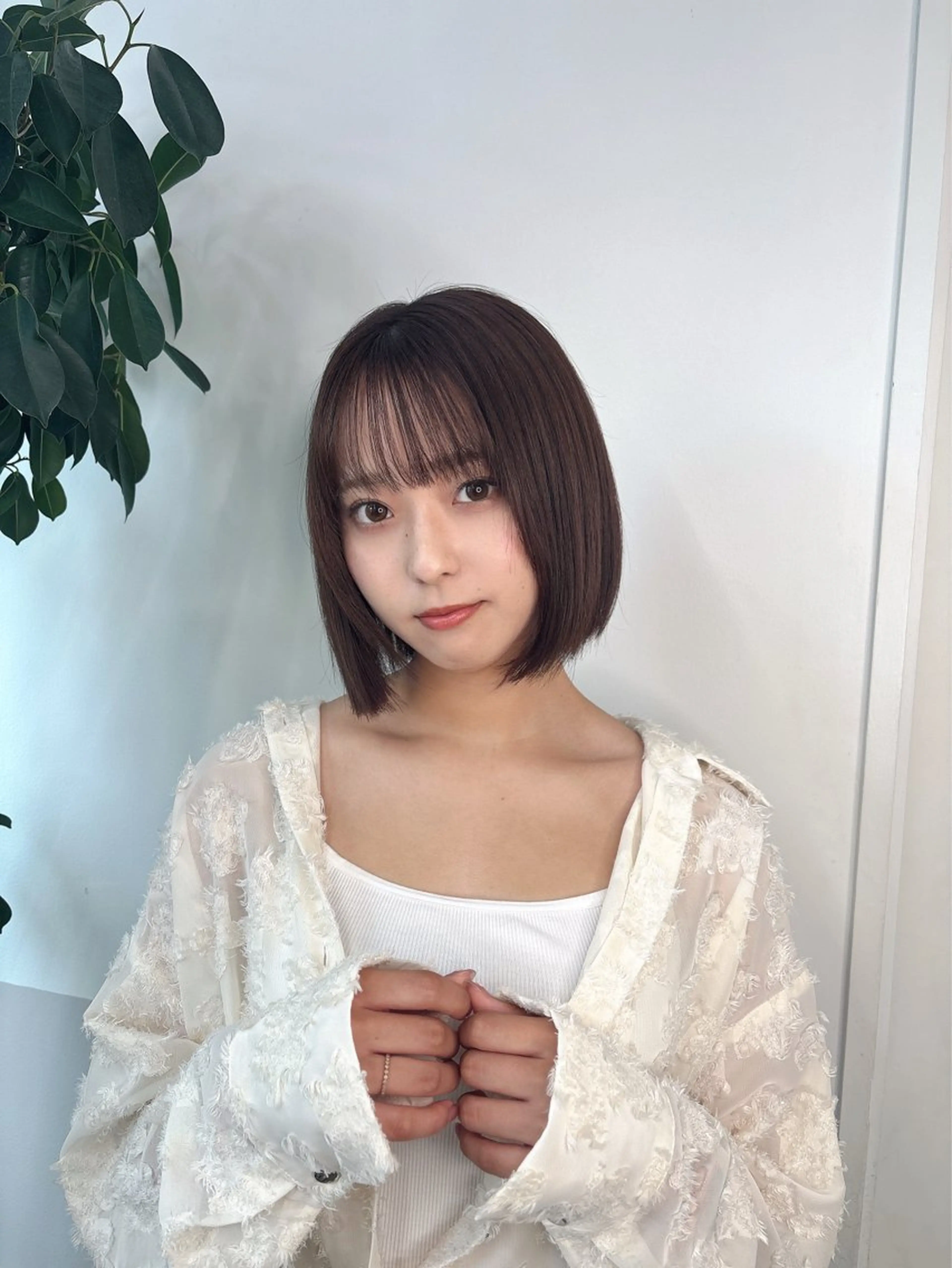 ショート カット ヘアカラー トリートメント 🎀クロスパーマ／ ボブ🎀MOMONAのヘアスタイル