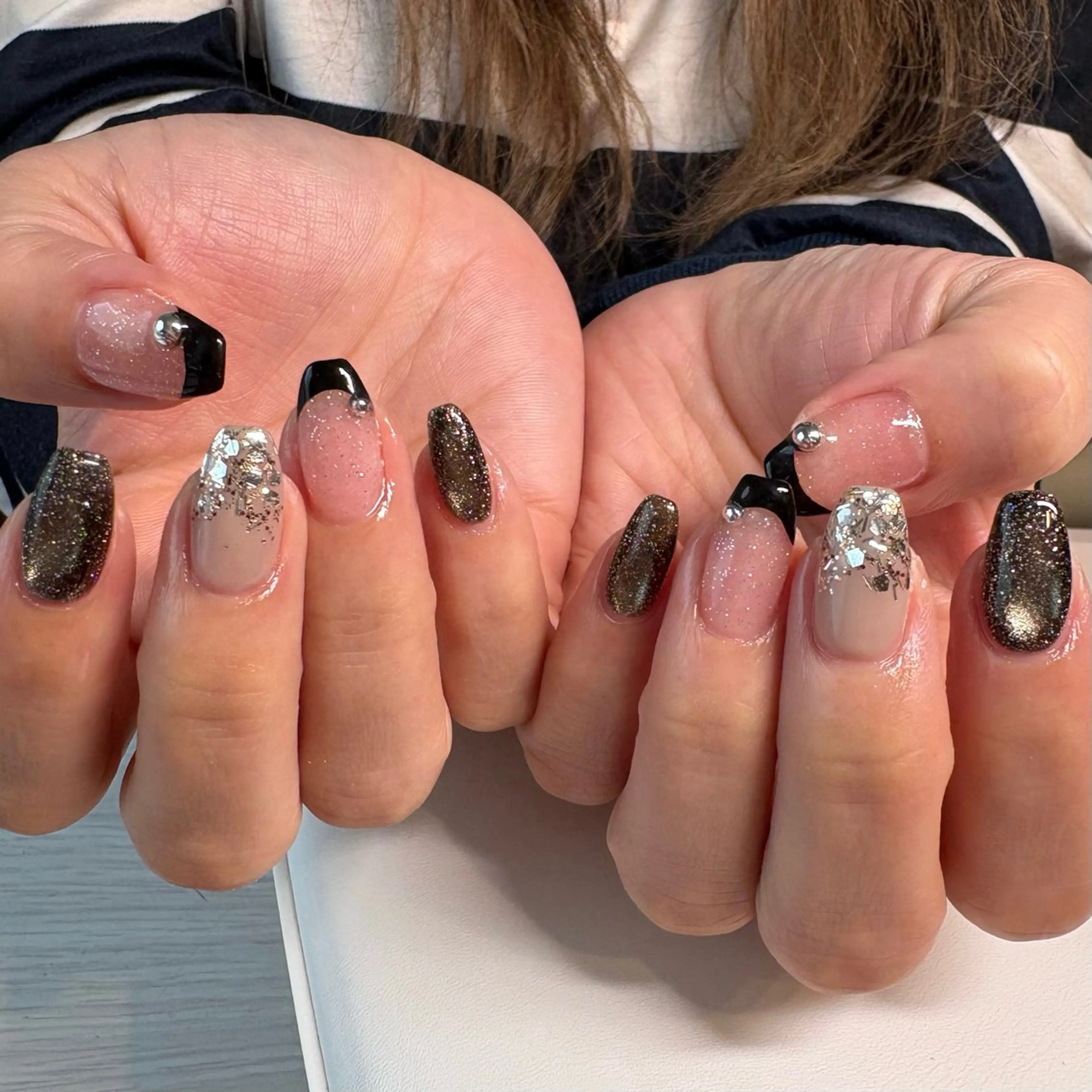 ネイル フレンチネイル 韓国ネイル マグネットネイル ニュアンスネイル オフィスネイル ハンドネイル amuse ニュアンス/個性派のネイルデザイン