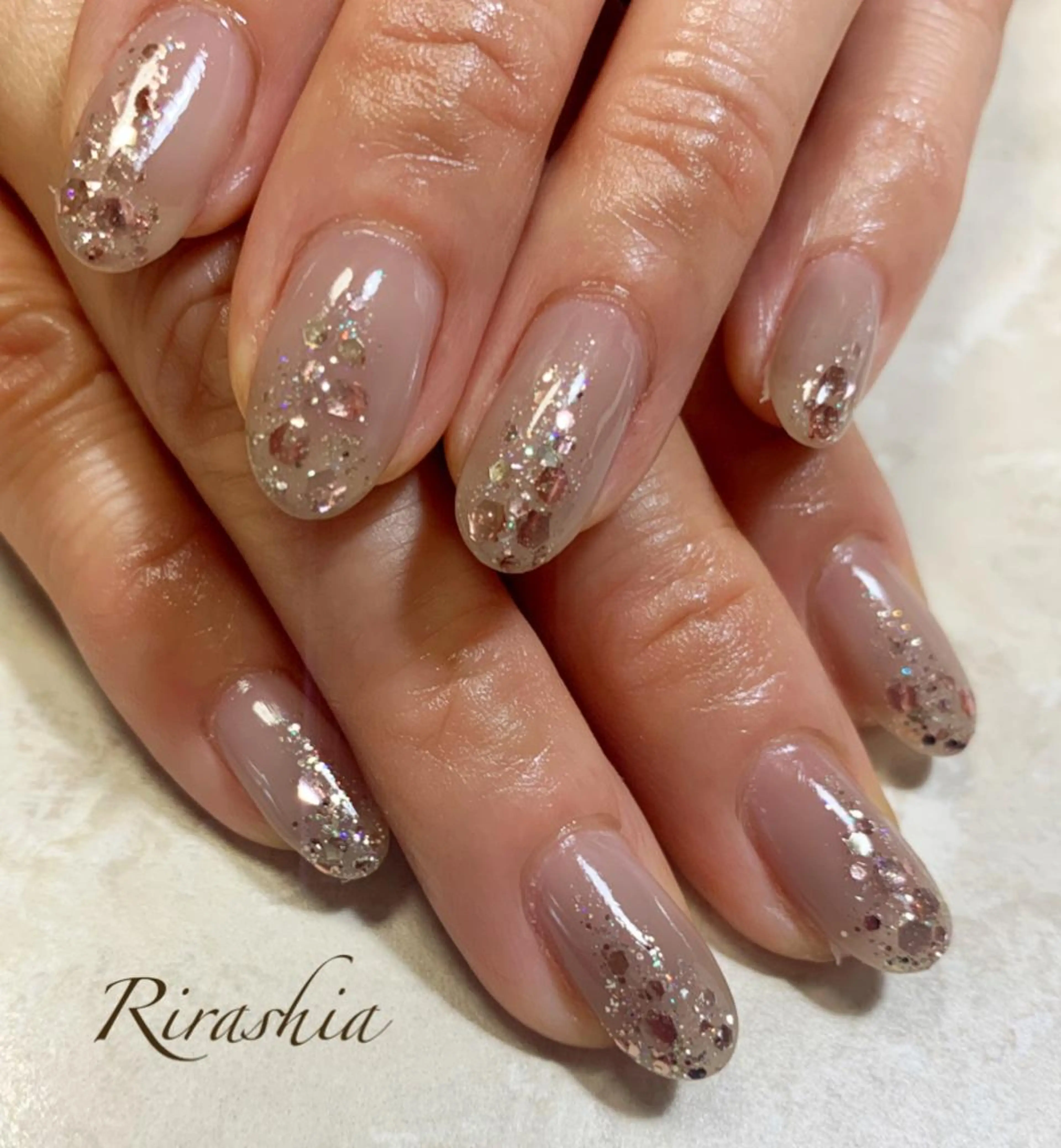 ネイル ラメ(グリッター) ハンドスパ｜ネイル Rirashaのネイルデザイン