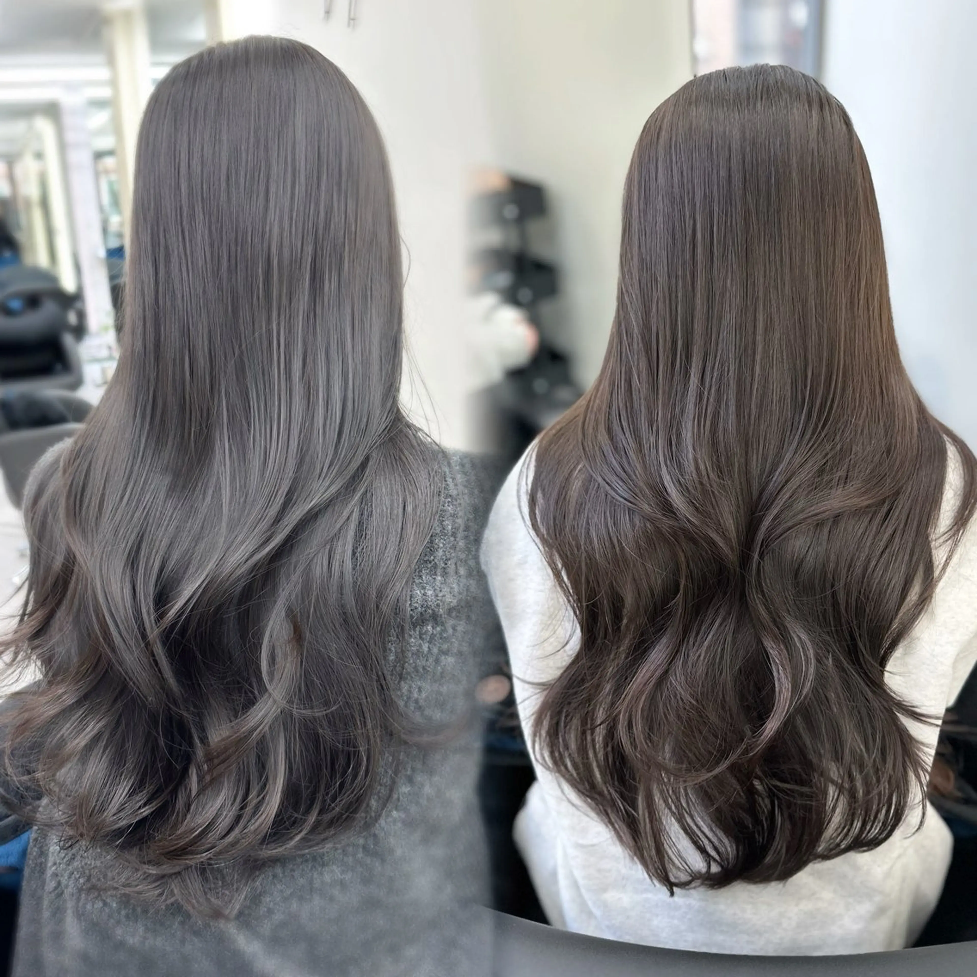 ロング カラー ブリーチ ダブルカラー ブリーチなしカラー 顔まわりレイヤー 顔周りカット 田之上千尋/透明感 ブリーチなし/韓国風のヘアスタイル