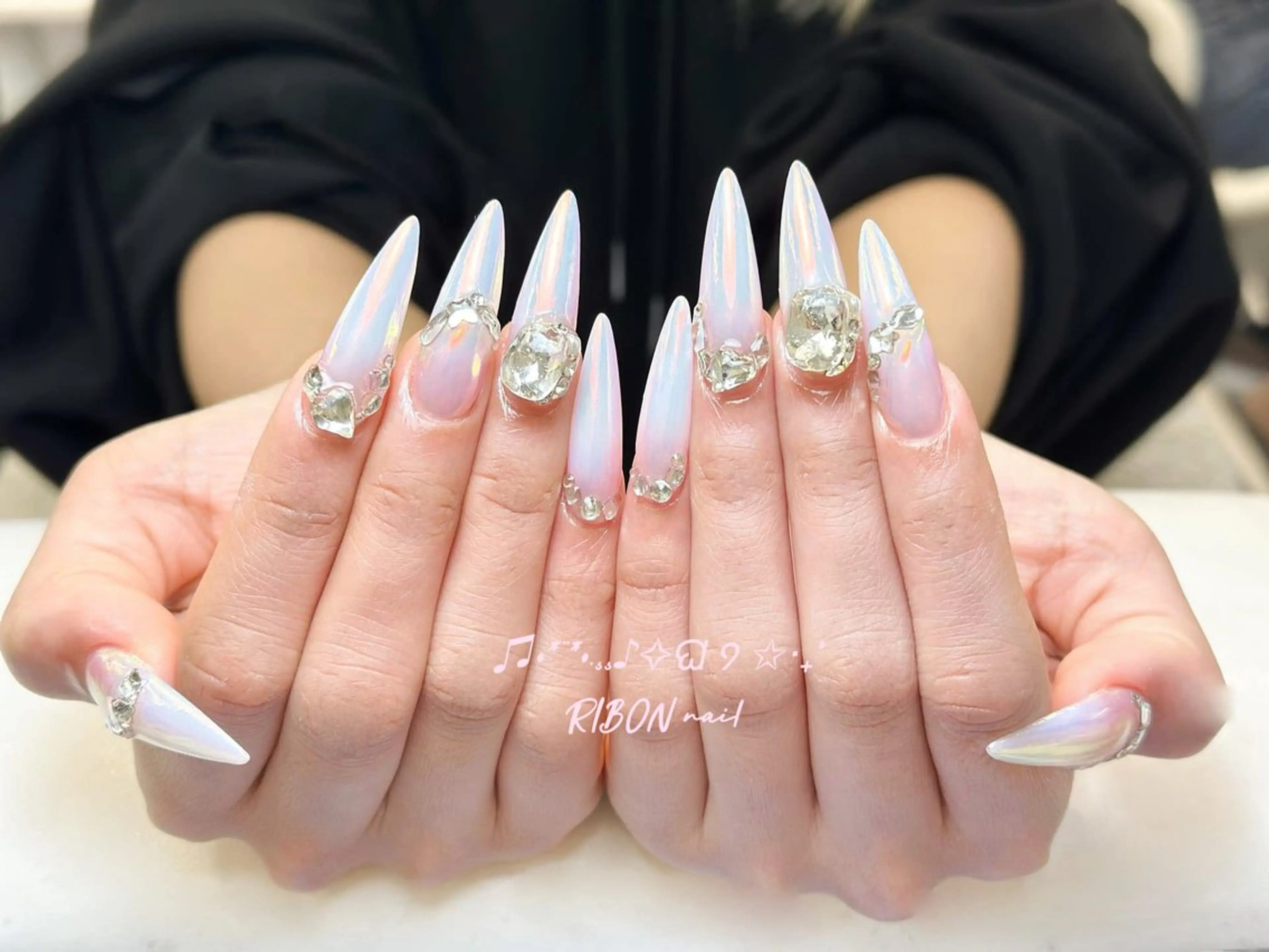 ネイル チークネイル 長さ出し フレンチネイル ジェルネイル グラデーション ハンドネイル RIBON nail salonのネイルデザイン
