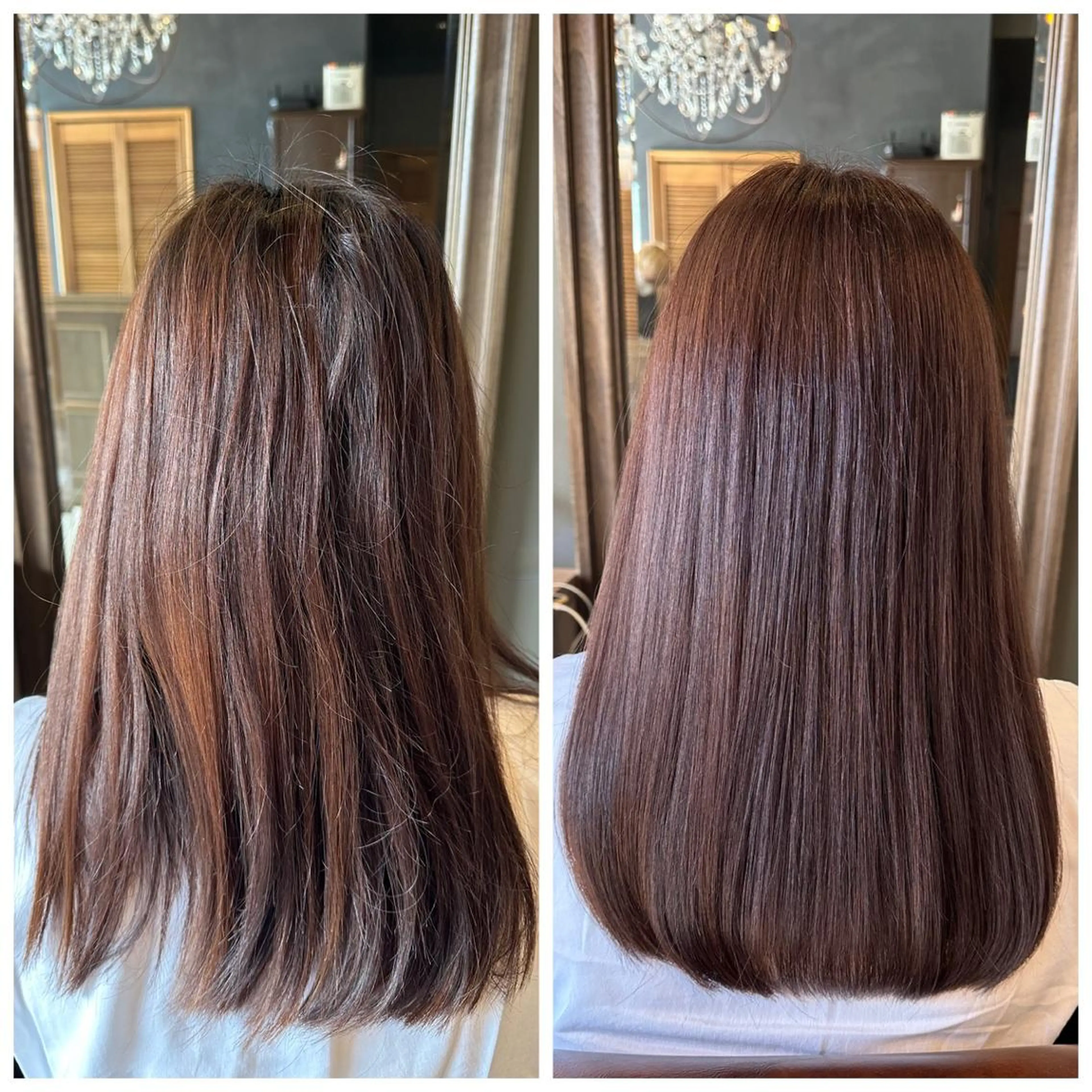 カラー ブラウンカラー オレンジ ヘアカラー トリートメント LOANA カラー &縮毛モデル募集のヘアスタイル