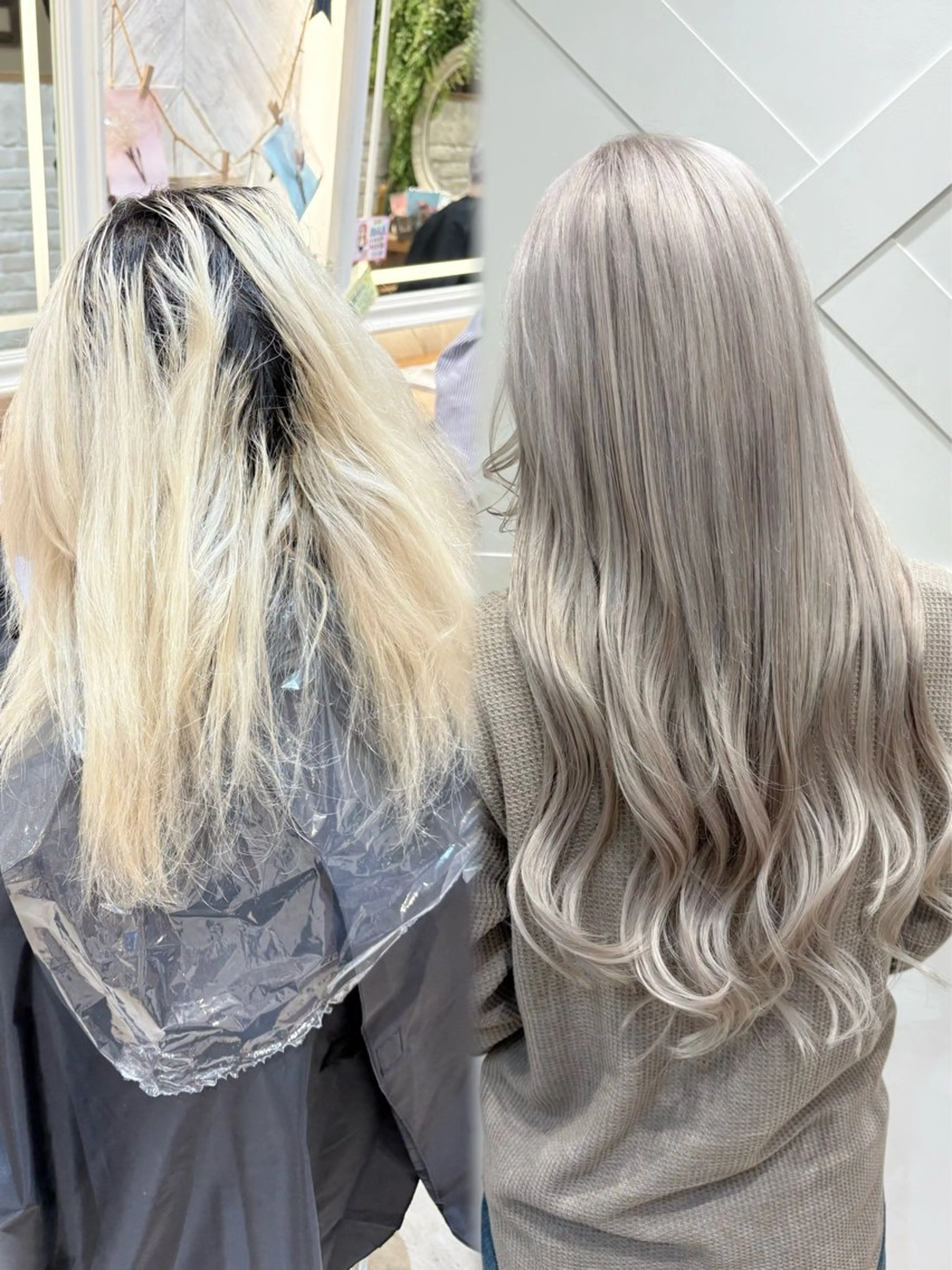 ロング カラー ハイトーンカラー シールエクステのヘアスタイル