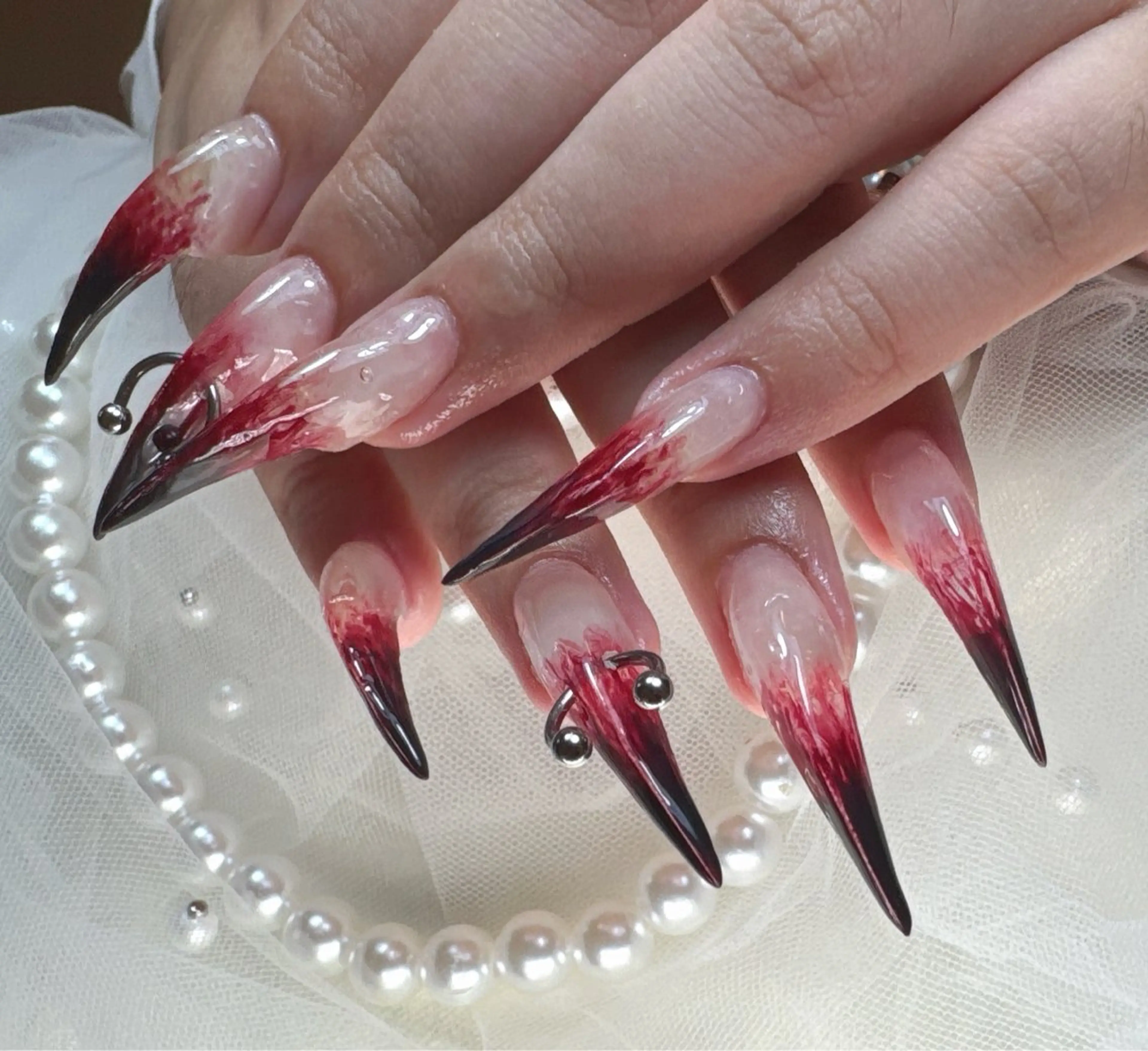 ネイル アートネイル ロングネイル スカルプネイル ハンドネイル リセス 高田馬場💎のネイルデザイン