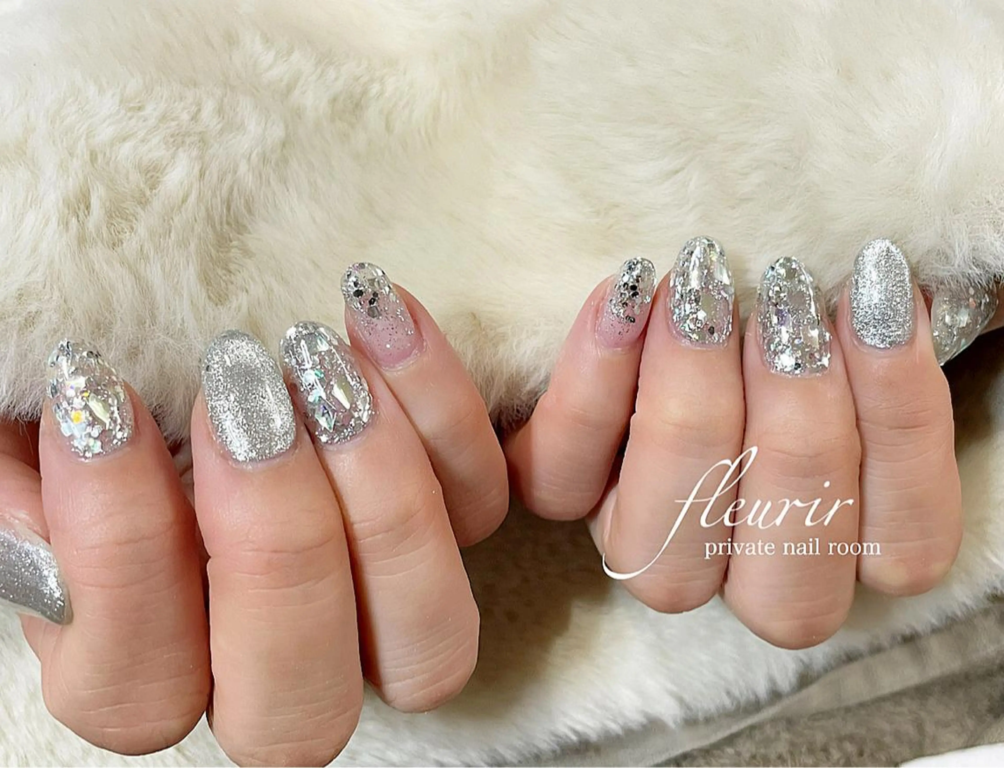 ネイル グラデーション ラメ(グリッター) ラメグラデーション マグネットネイル ミラーネイル フルリール 【プライベートサロンのネイルデザイン