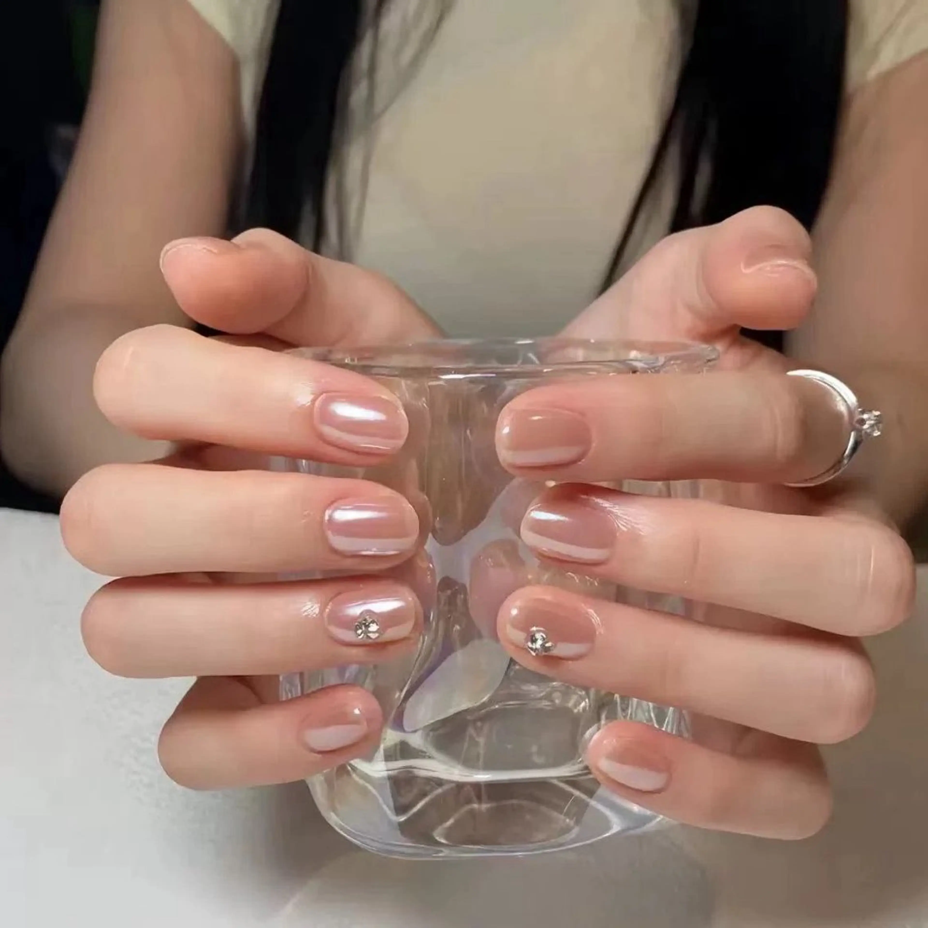 ネイル フレンチネイル グラデーション ミラーネイル シンプルネイル enRich レイリのネイルデザイン