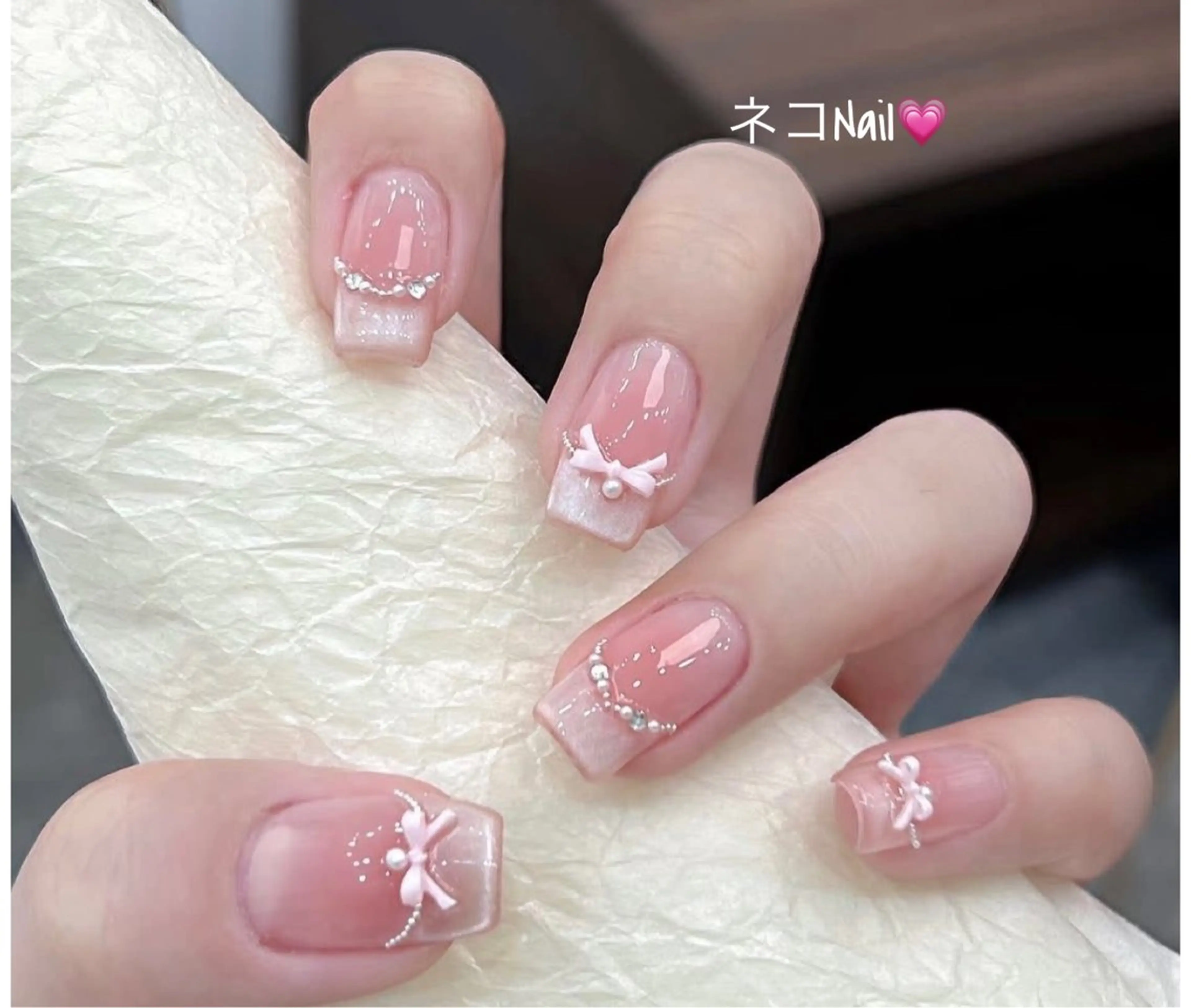 ネイル 持ち込み ニュアンスネイル ショートネイル ハンドネイル ネコ Nailのネイルデザイン