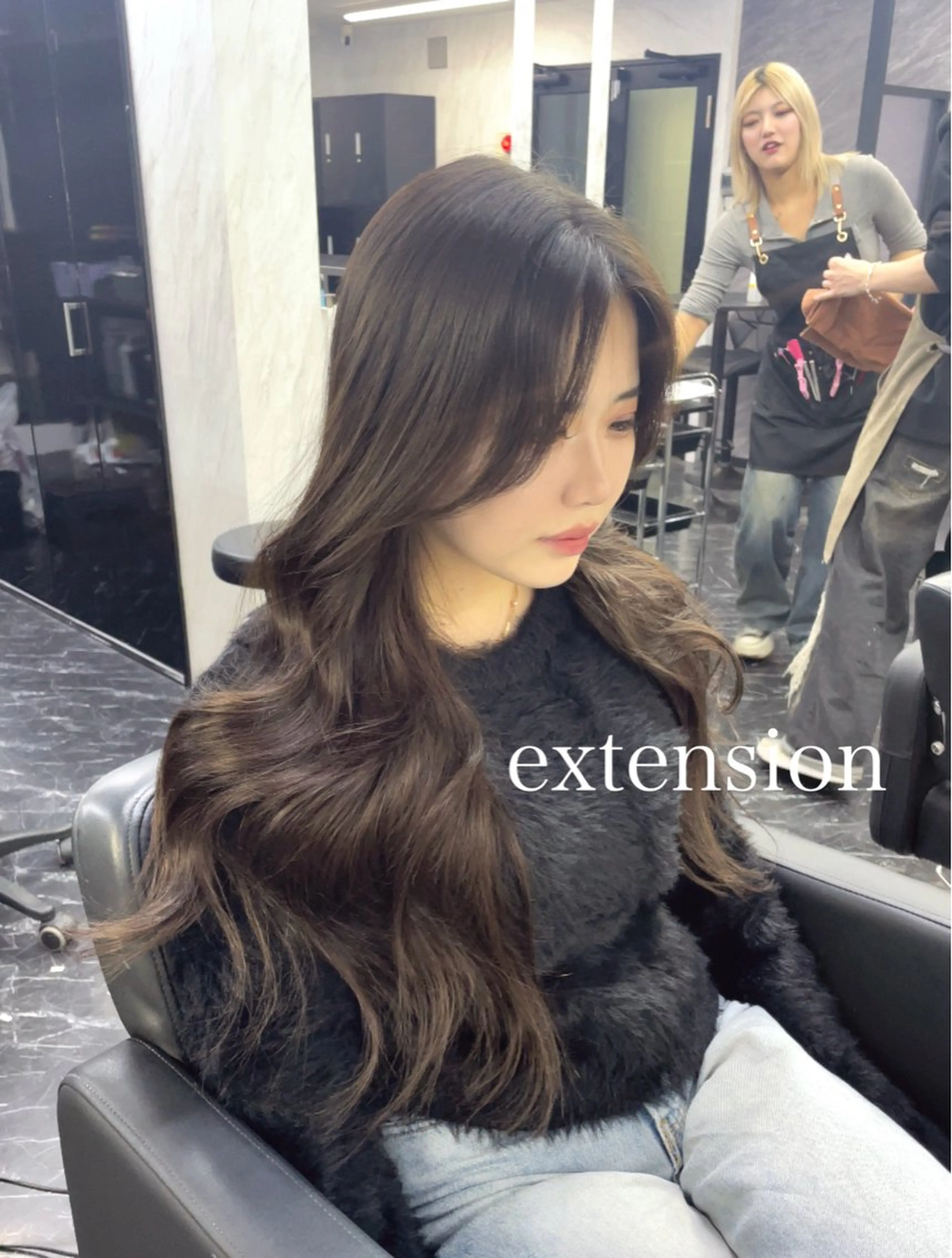 ロング カラー エクステ エクステ🩵ブリーチ 韓国ヘア🩵KAEのヘアスタイル