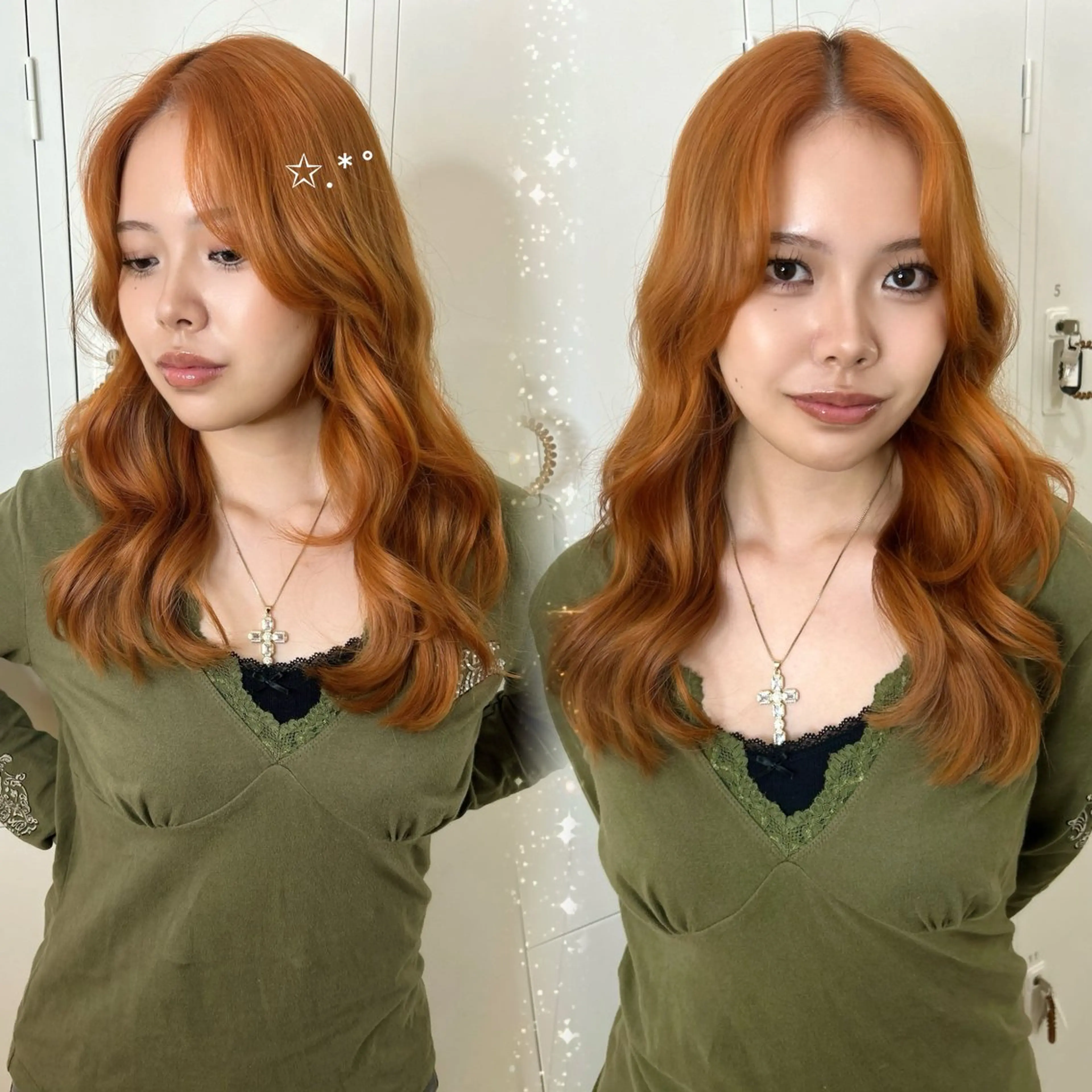 セミロング ヘアカラー 𝜗𝜚ブリーチ ／レイヤー𝜗𝜚のヘアスタイル