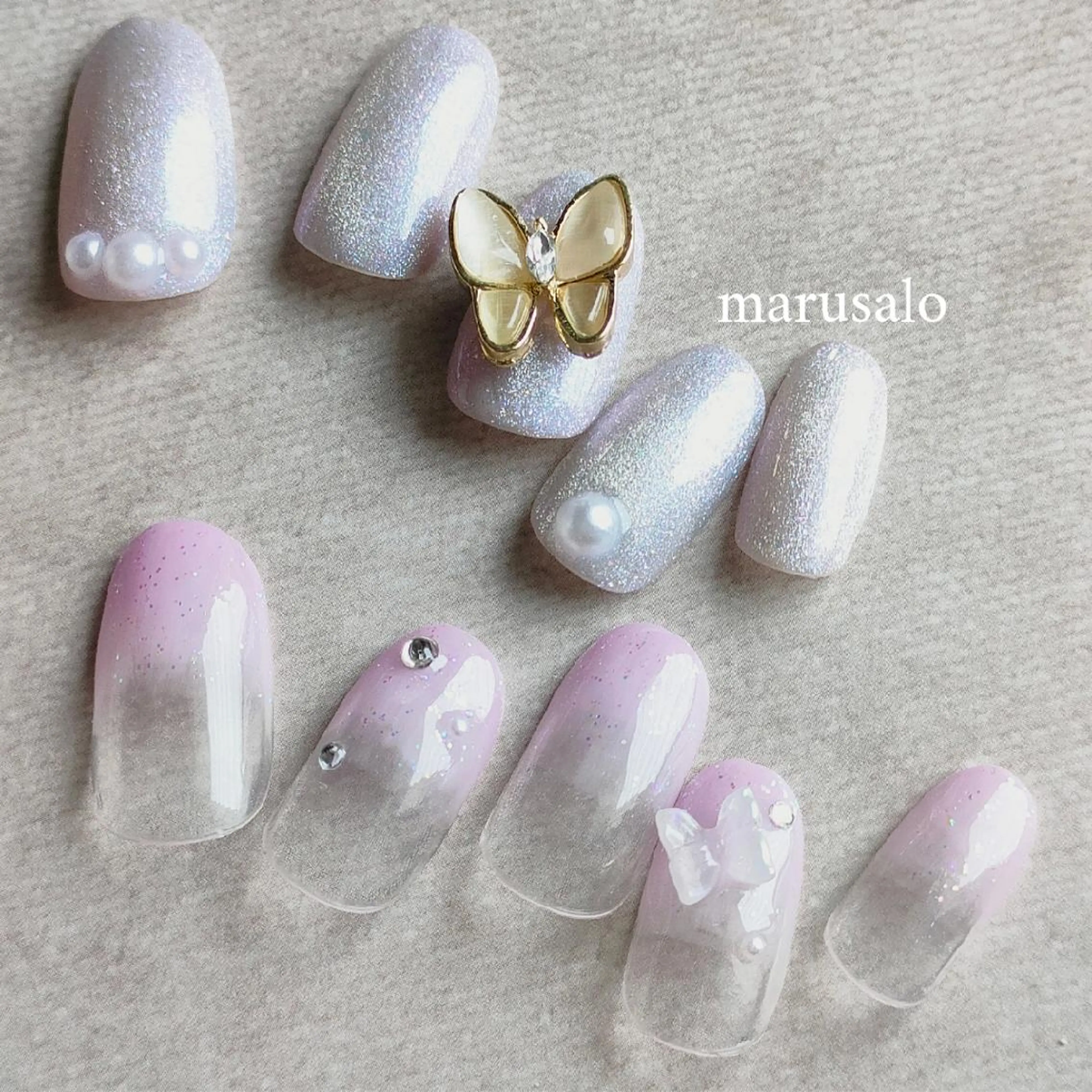 ネイル ガーリー 韓国ネイル マグネットネイル ワンホンネイル ハンドネイル marusalo nailのネイルデザイン