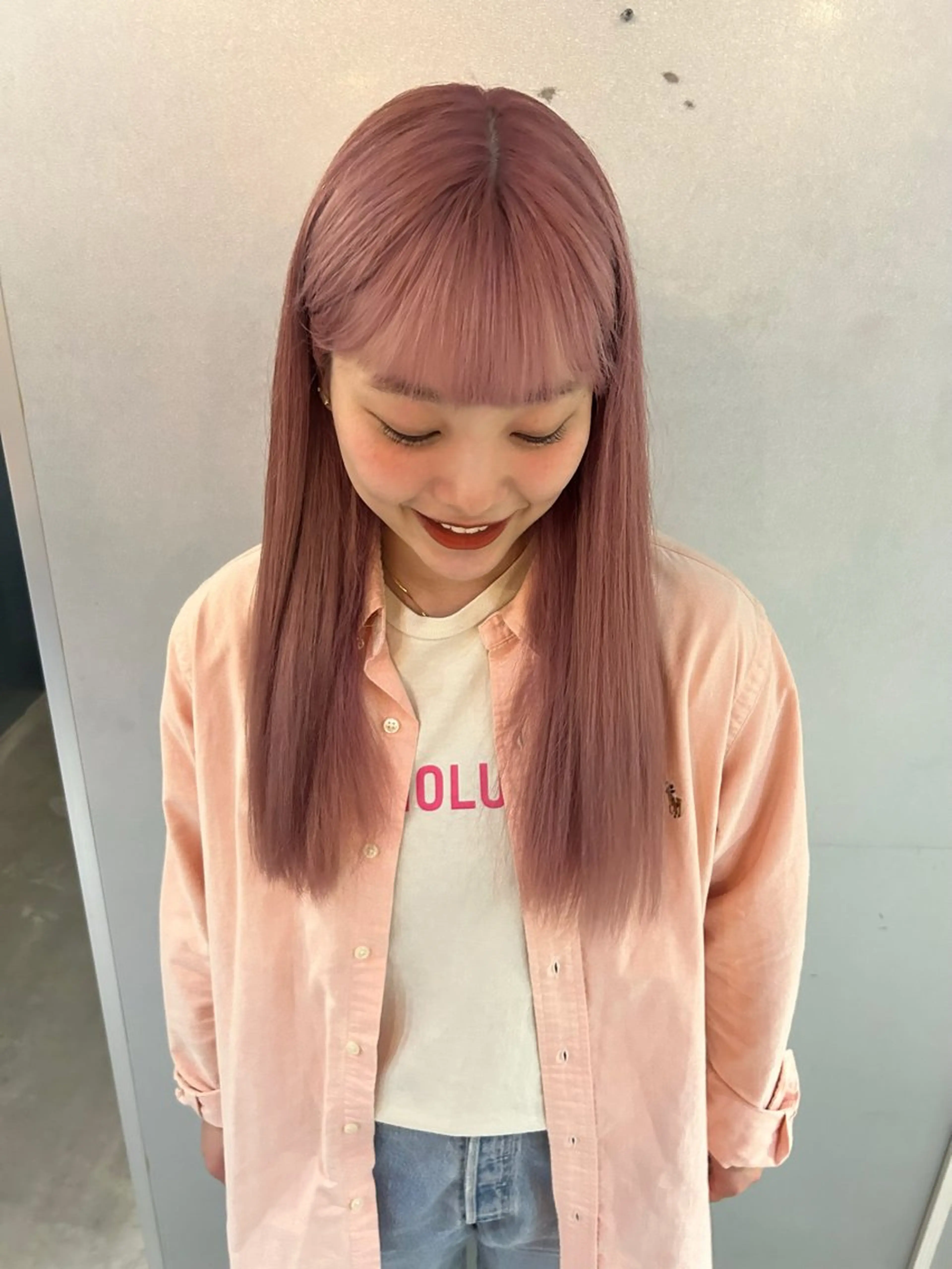 ロング カラー ブリーチ 韓国ボブ/レイヤー ボブ/ EMIRIのヘアスタイル