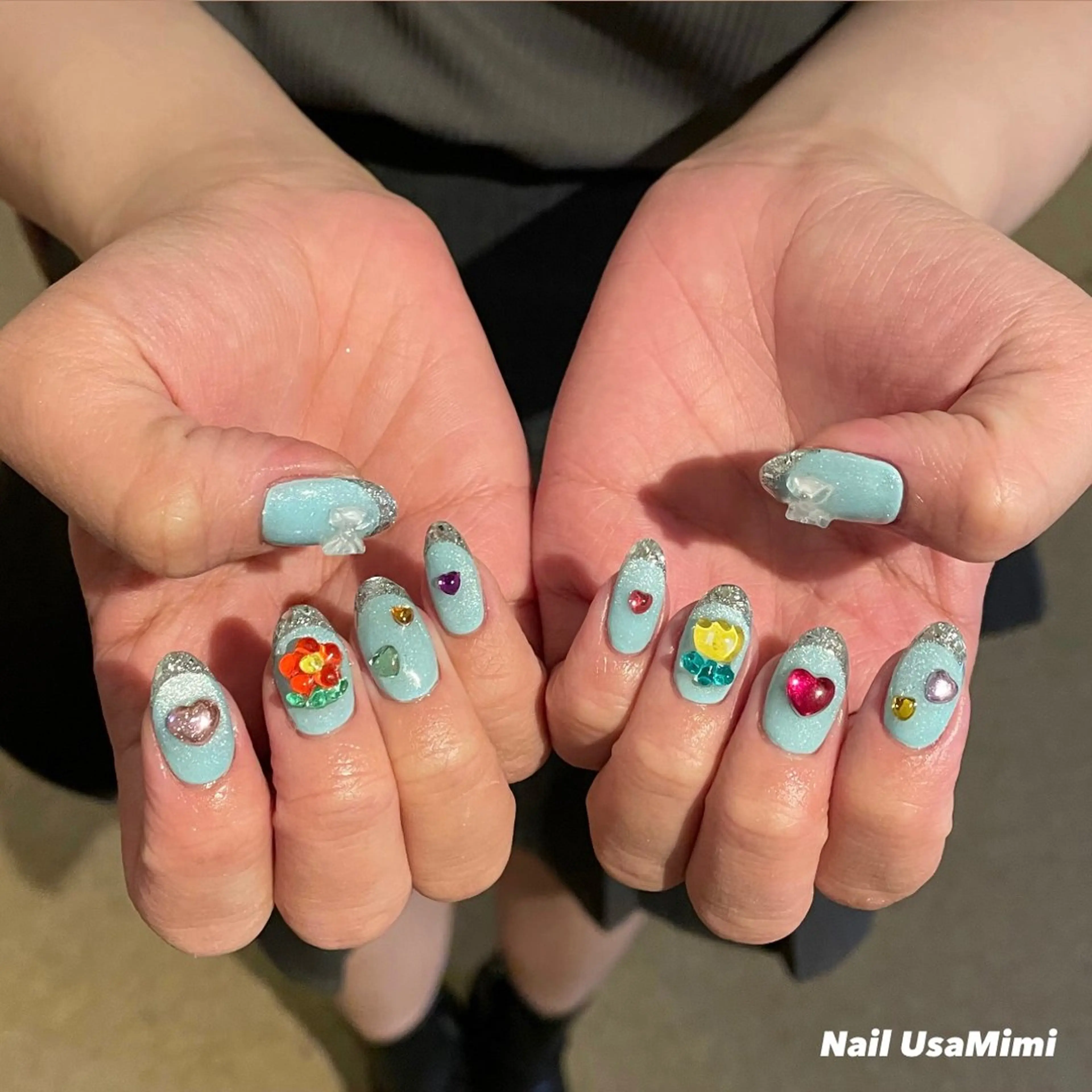 ネイル フレンチネイル ガラスフレンチ マグネットネイル 本町ネイルNail UsaMimiのネイルデザイン