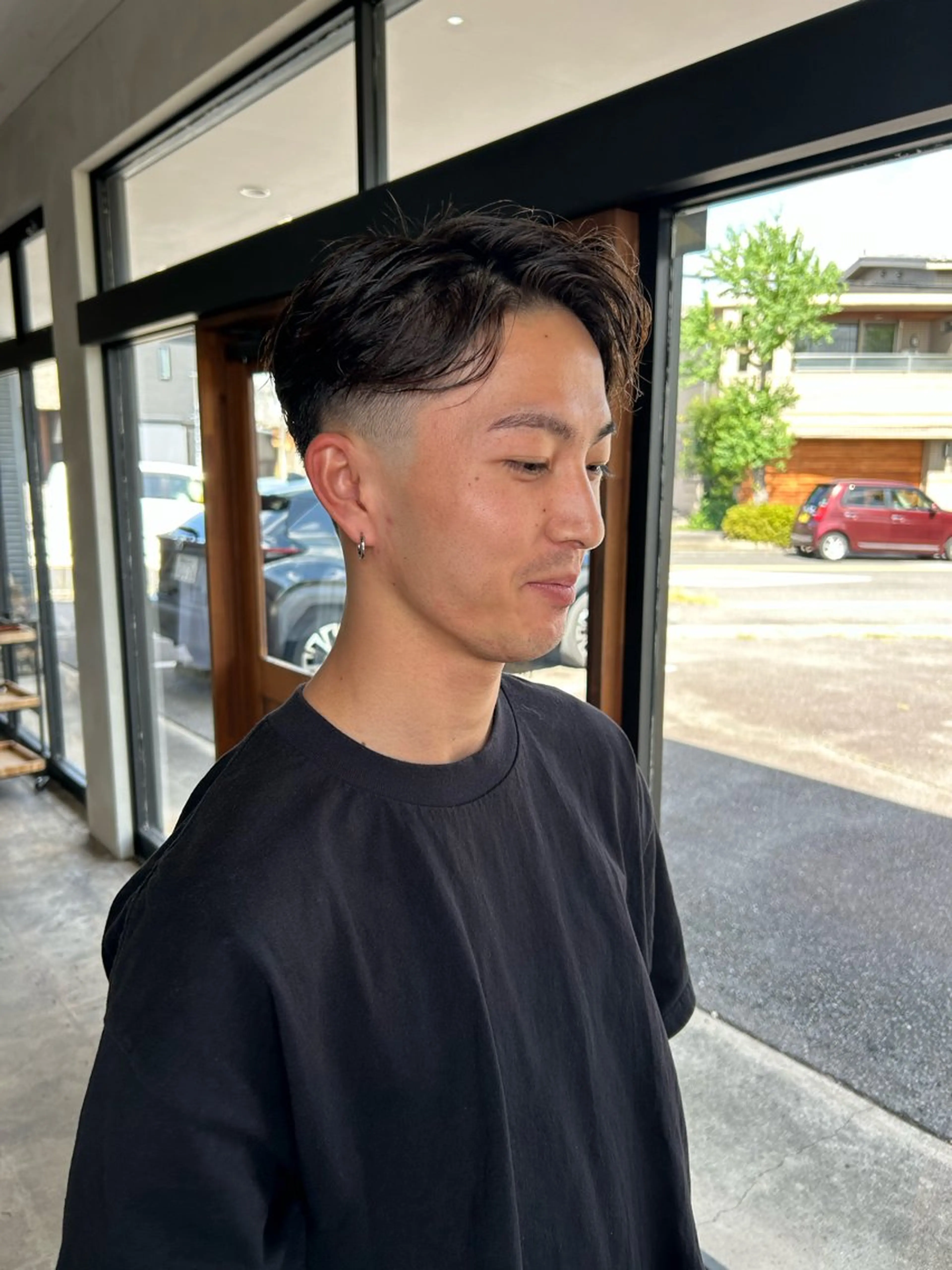 ショート パーマ メンズ センターパート くびれヘア カット パーマ 🇺🇸メンズ特化 KYOYA💈のヘアスタイル