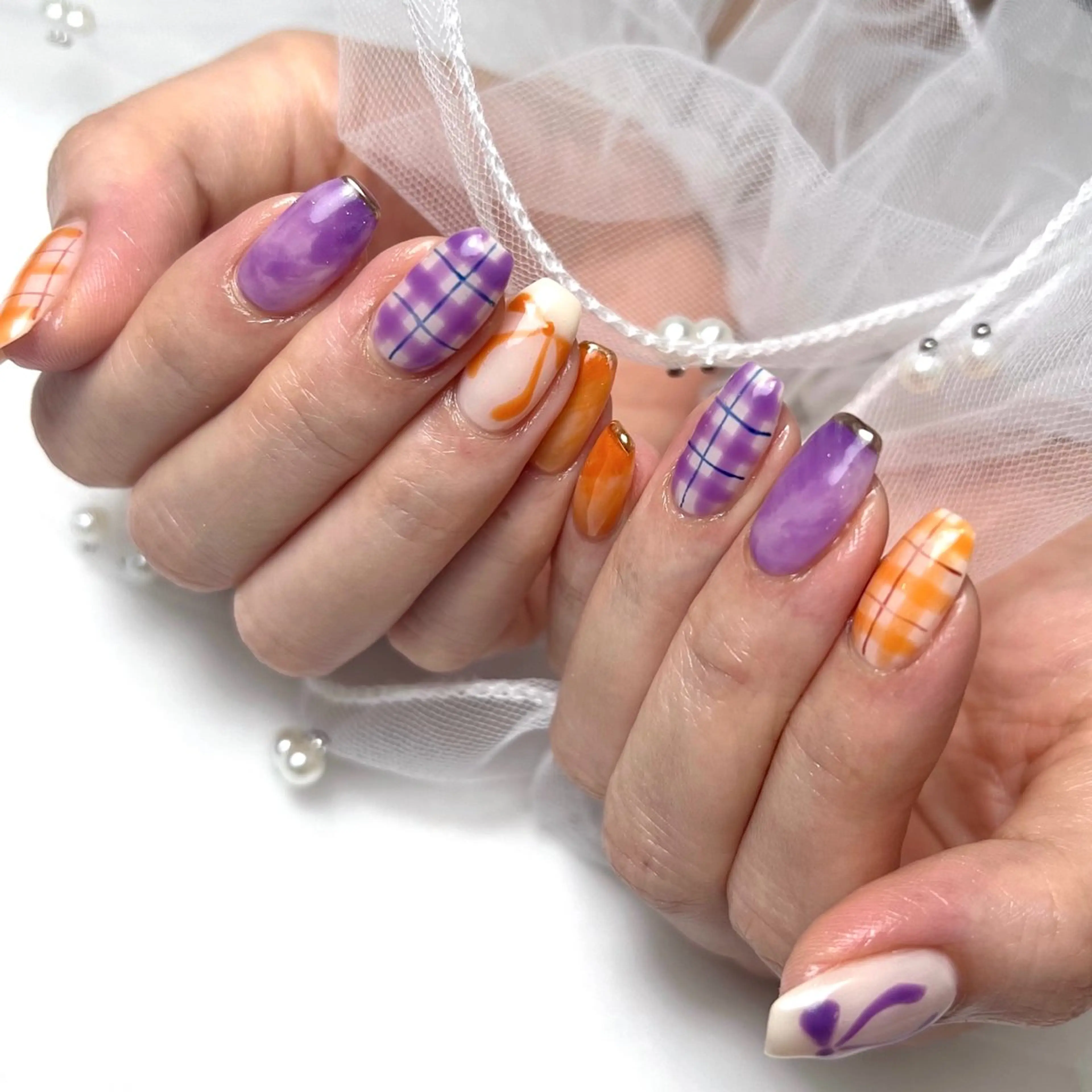ネイル ハロウィン リボン ハンドネイル Salon_ a.nailのネイルデザイン