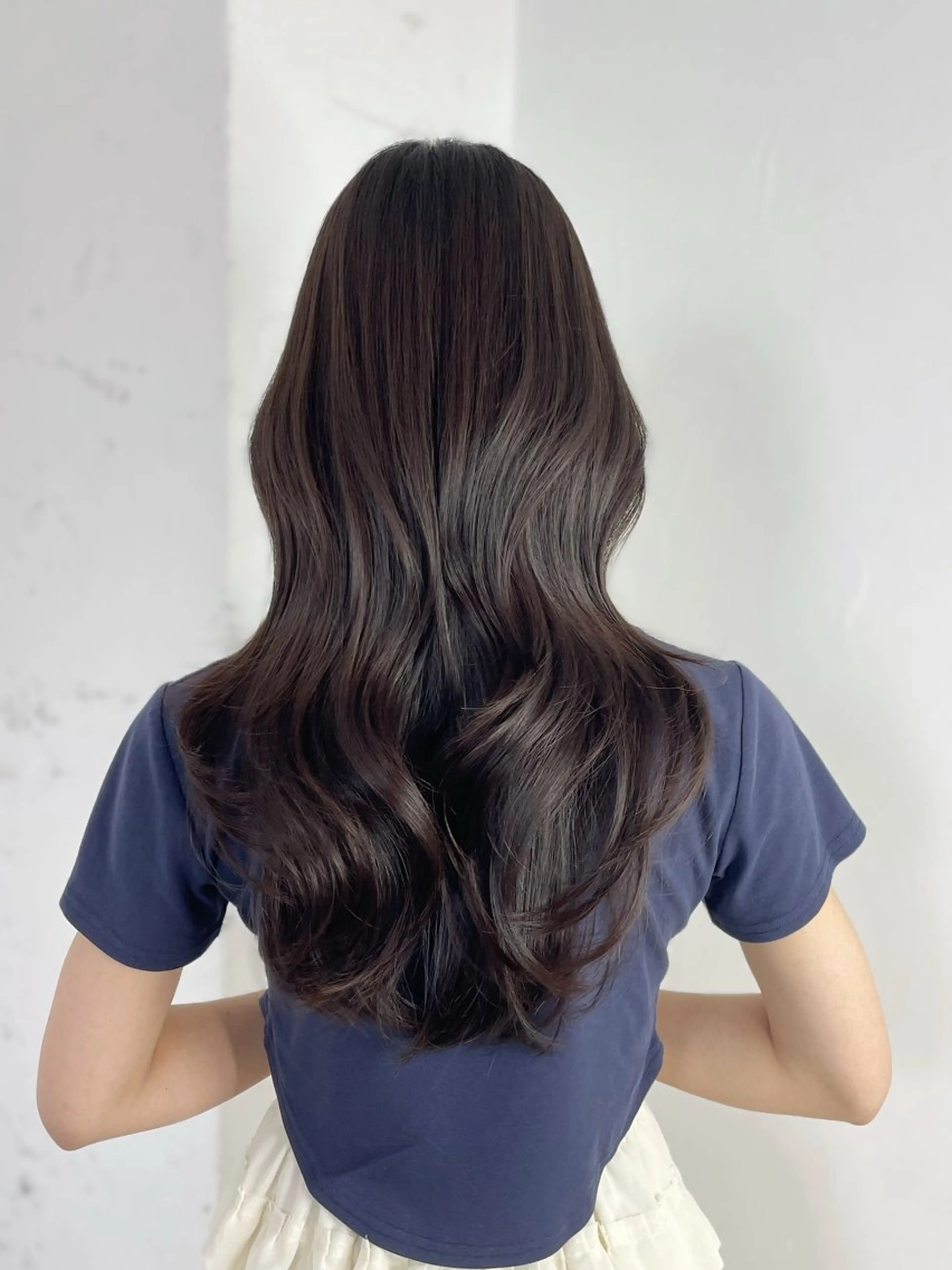 ロング カット ヘアカラー トリートメント MINAMO 韓国レイヤーのヘアスタイル