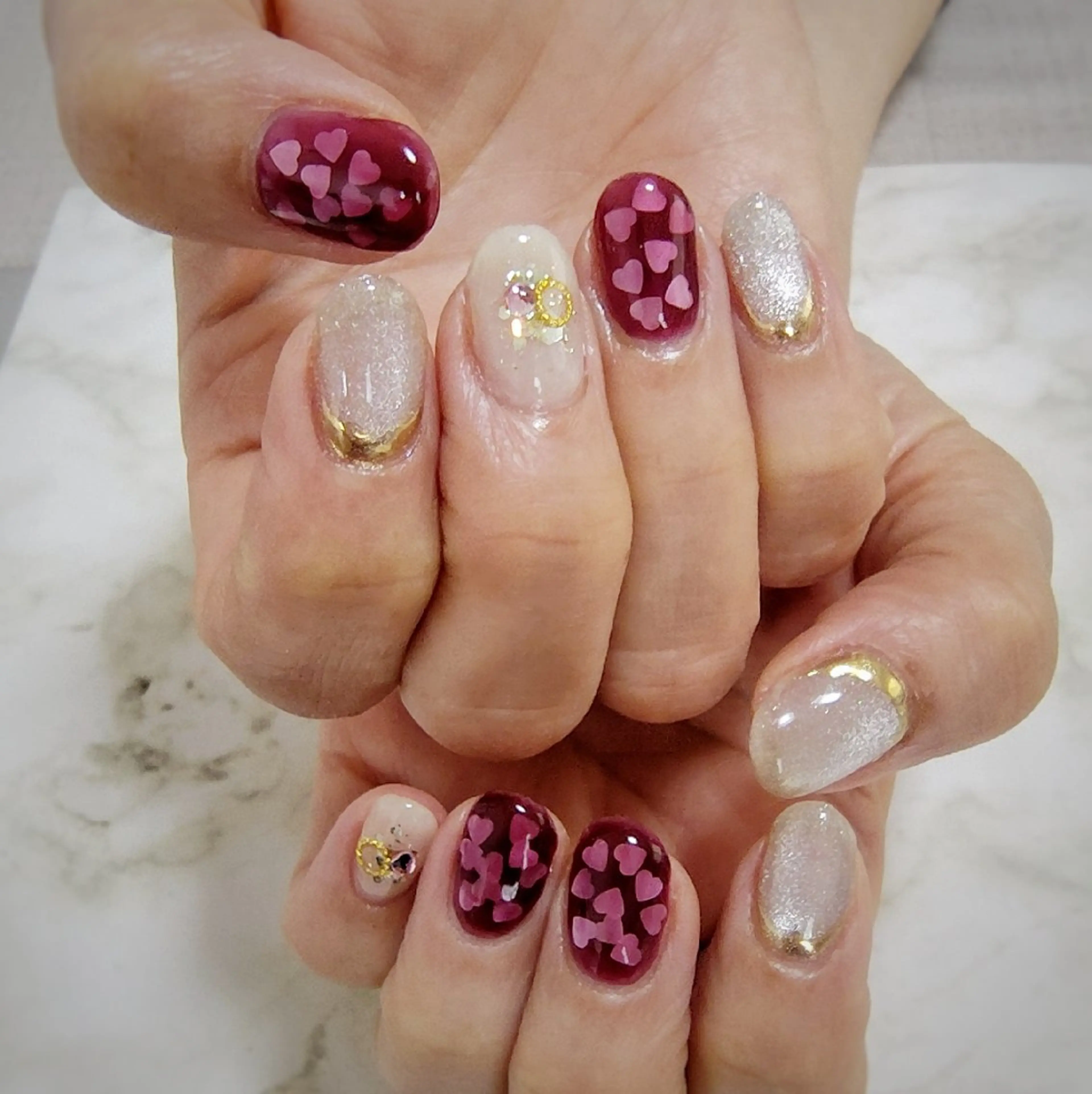 ネイル ハート ハンドネイル 池元 真由美のネイルデザイン