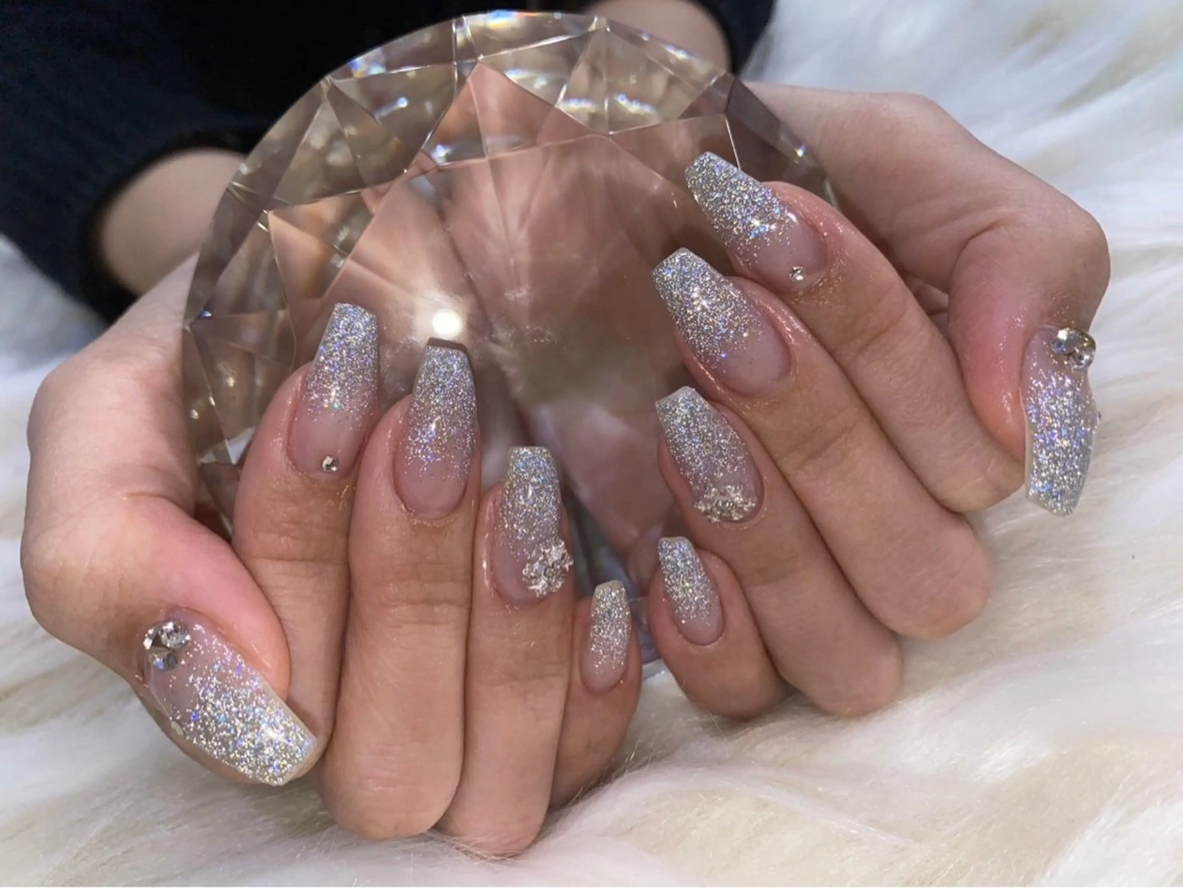 ネイル 成人式 長さ出し フラッシュネイル フレンチネイル ジェルネイル ハンドネイル Nail&eye Belire 新宿のネイルデザイン