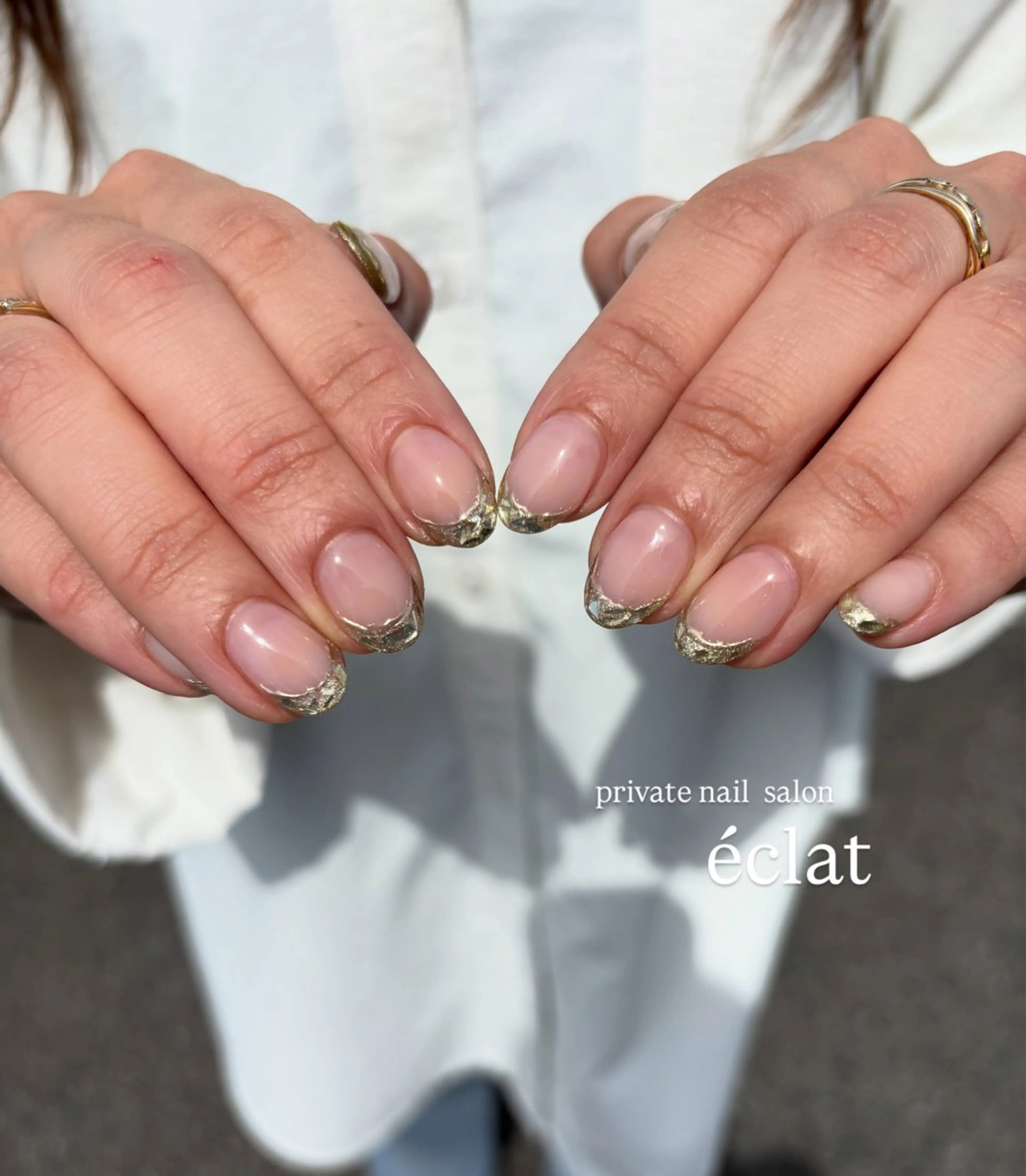 ネイル フレンチネイル ガラスフレンチ éclat エクラのネイルデザイン