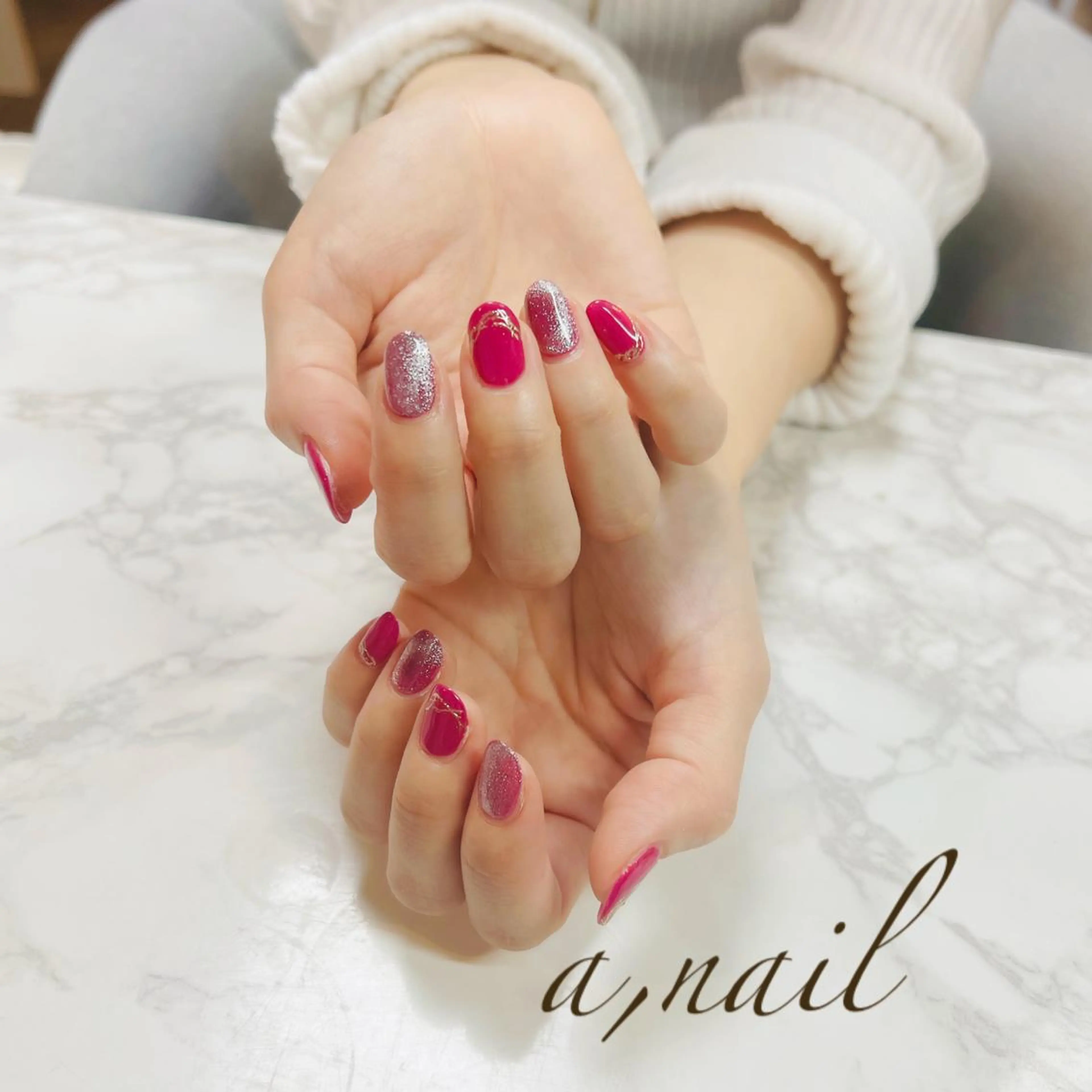 ネイル ジェルネイル グラデーション キラキラネイル マグネットネイル ミラーネイル ハンドネイル ネイルサロン エーネイルのネイルデザイン