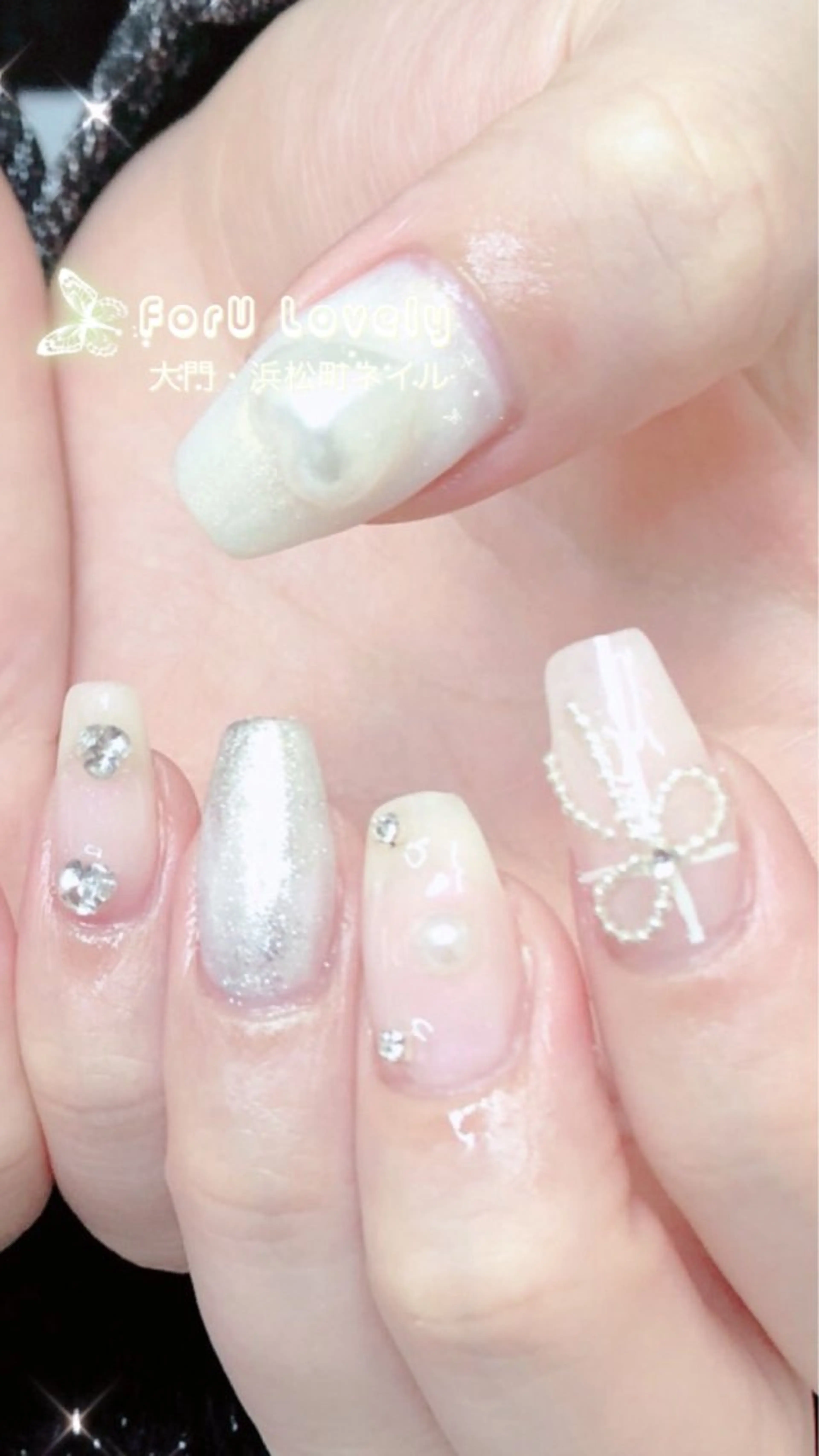 ネイル オーロラネイル フットネイル フレンチネイル ジェルネイル ハート ハンドネイル 大門浜松町 ネイルのネイルデザイン