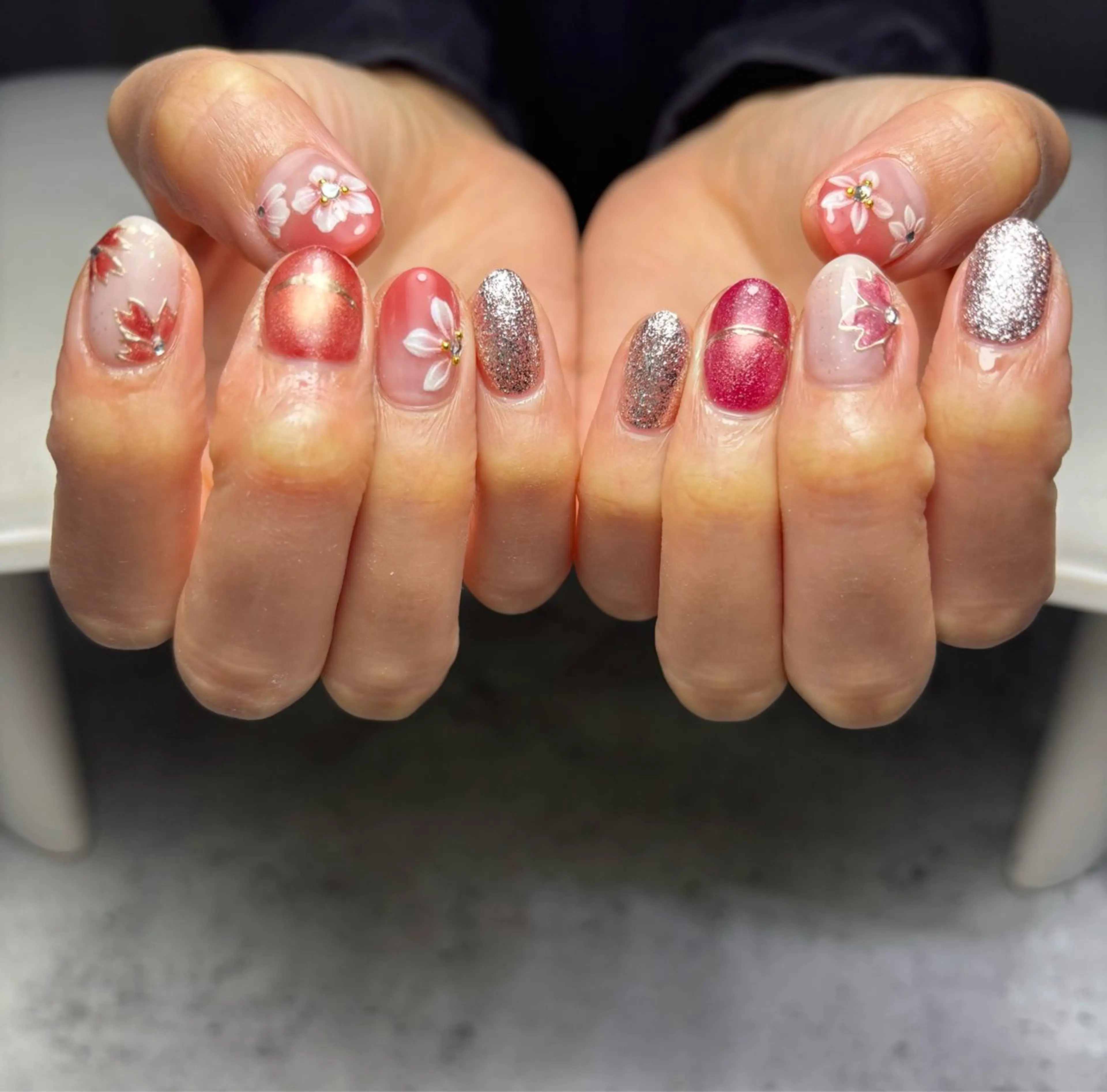 ネイル 春ネイル ハンドネイル 大東市ネイルサロン 【KYURA】ｷｭﾗのネイルデザイン
