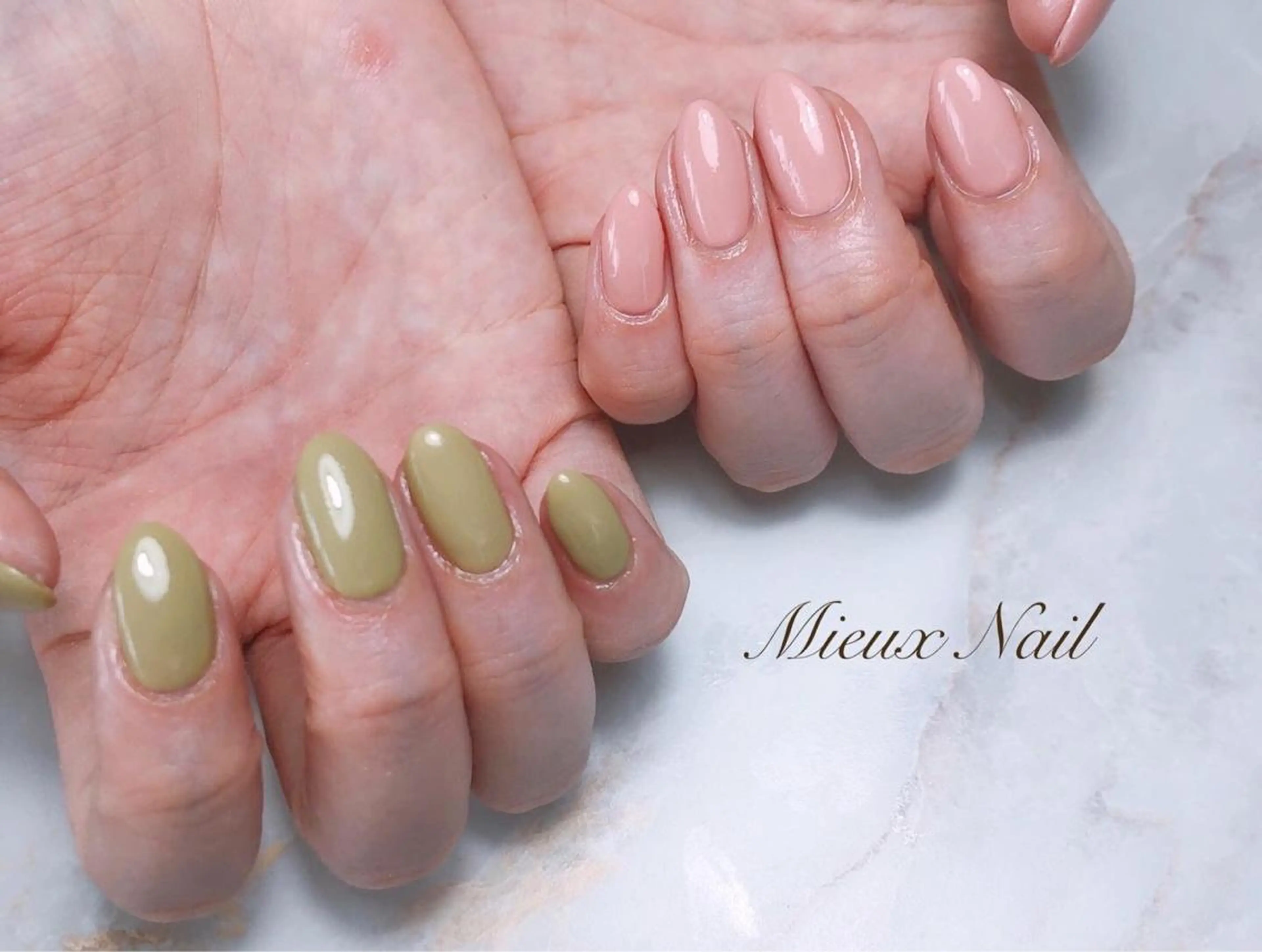 ネイル オフィスネイル ワンカラーネイル ピンク ピスタチオネイル シンプルネイル ハンドネイル 市川 麻衣子のネイルデザイン