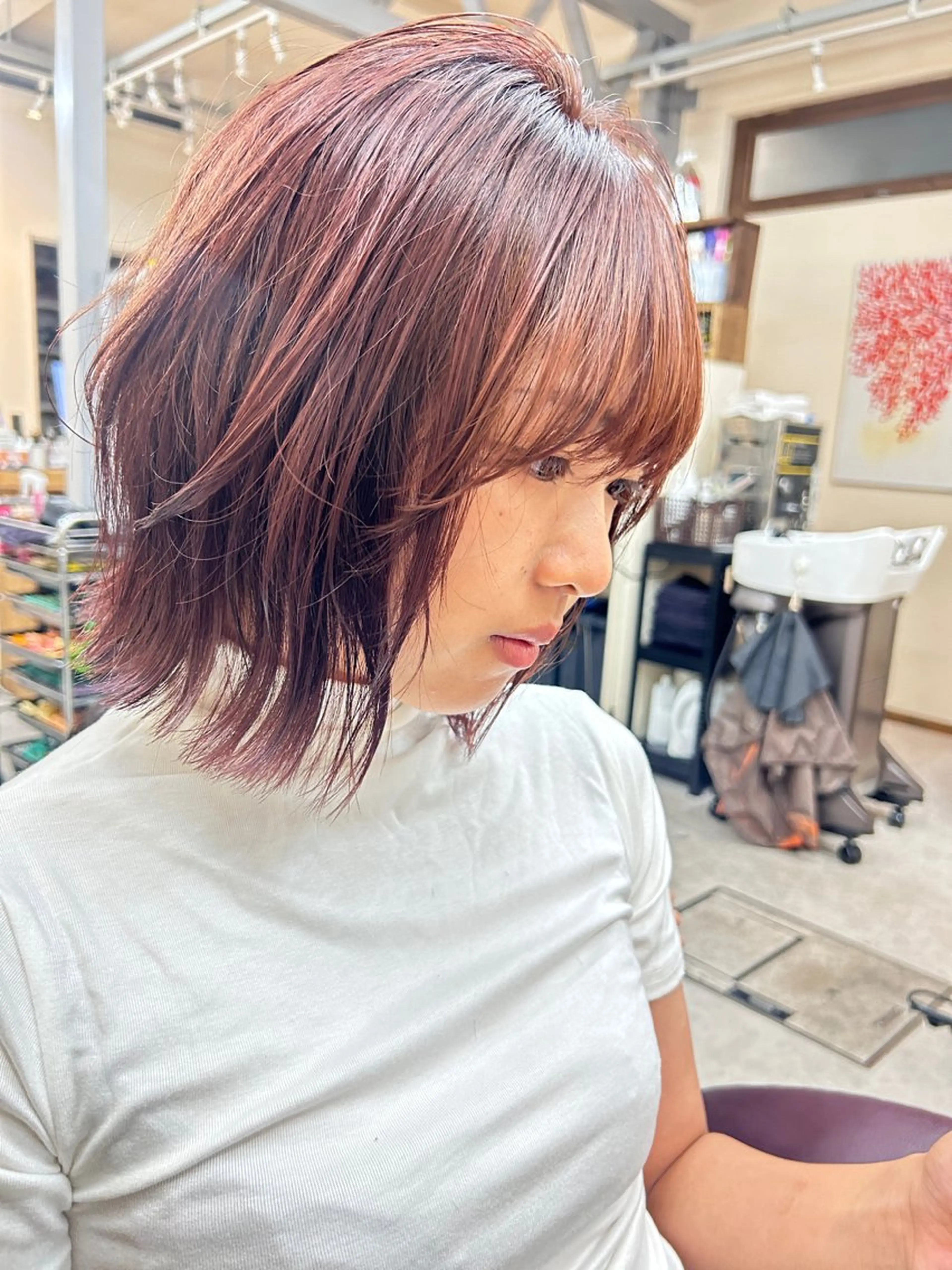 ミディアム カラー 井上 萌のヘアスタイル