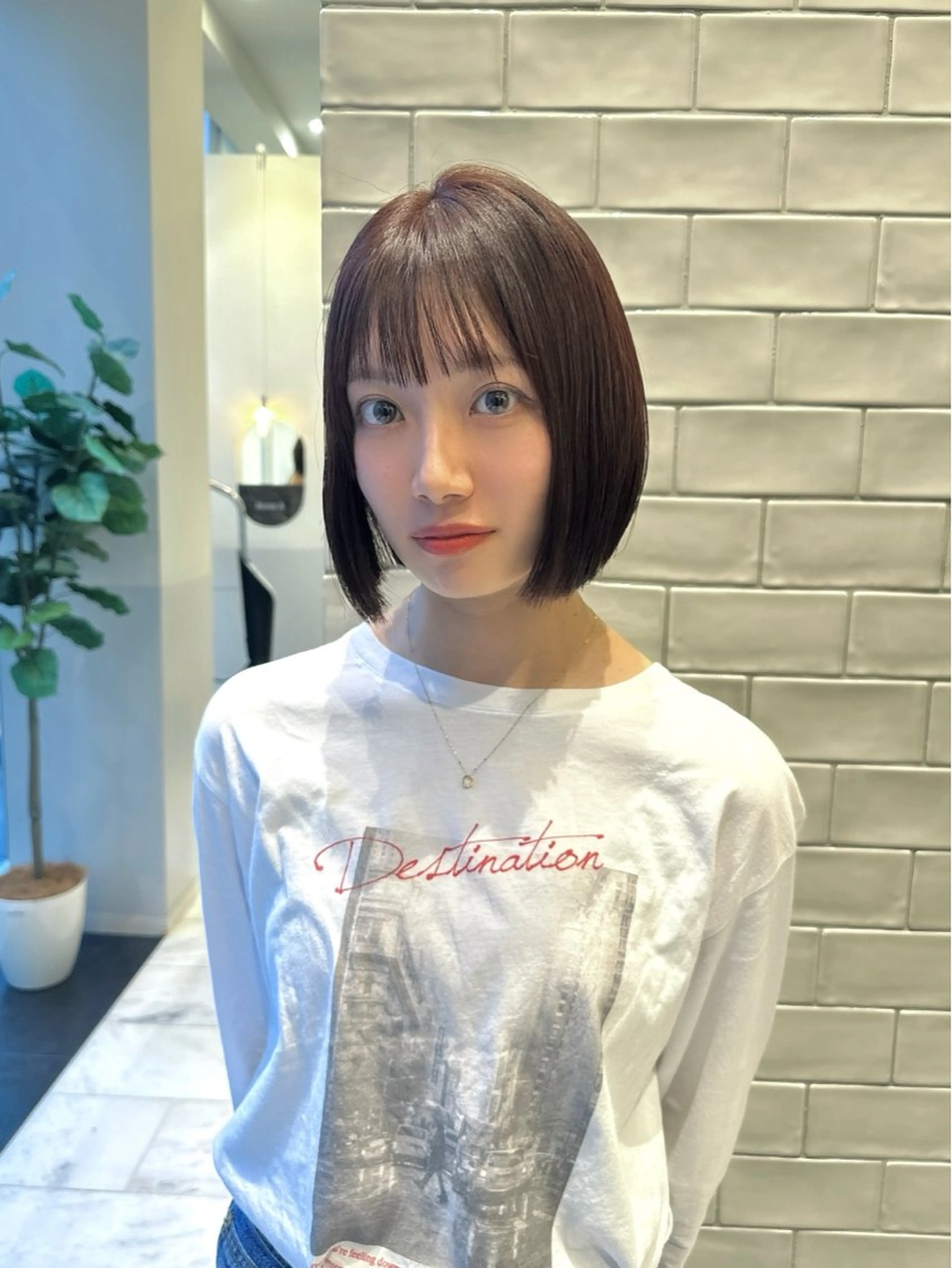 ショート カラー ブリーチ ブラウンカラー ブリーチなしカラー ピンクカラー ピンクブラウン カット ヘアカラー トリートメント 矢野 晃平のヘアスタイル