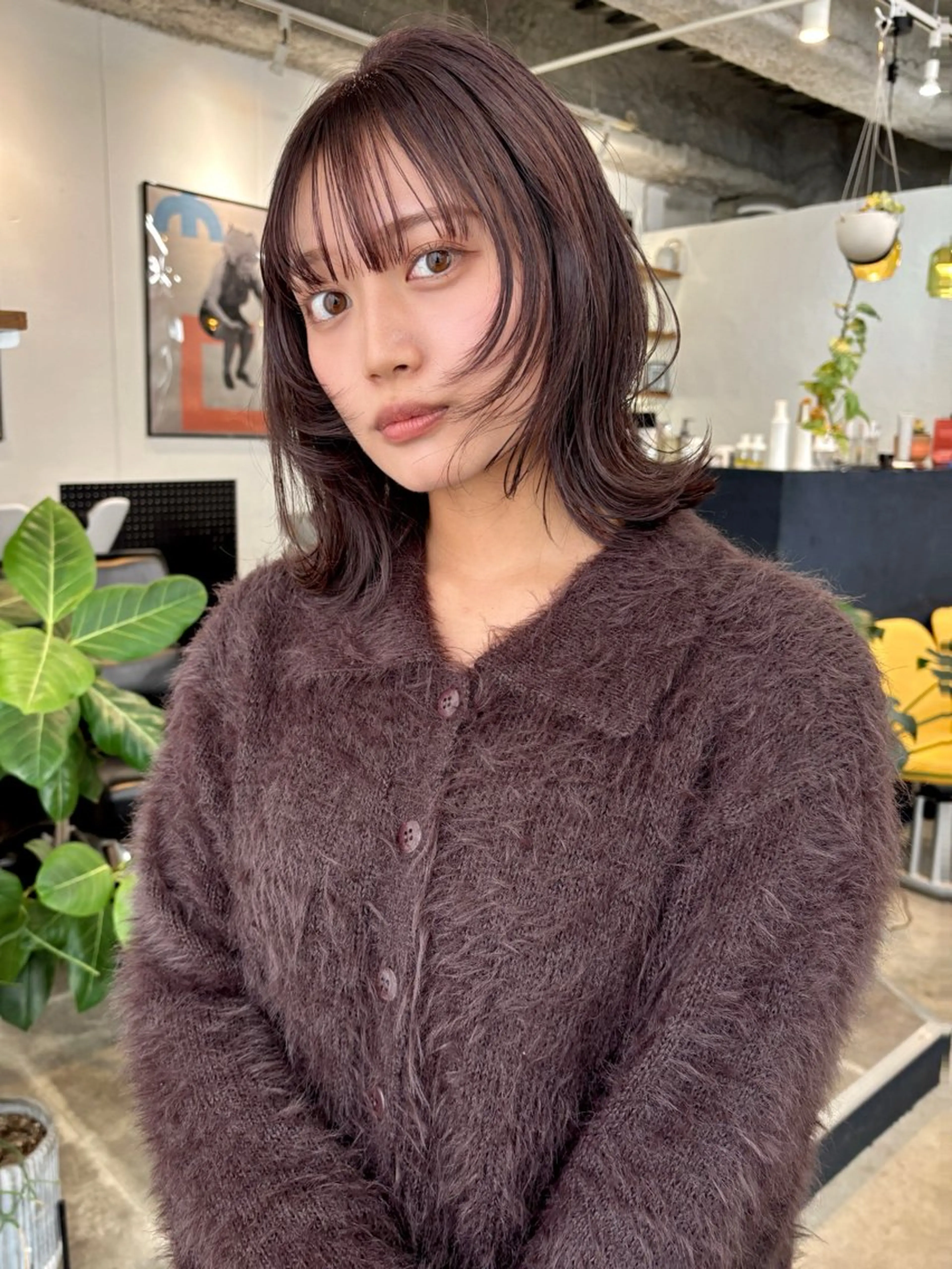 ミディアム カラー ベージュカラー ブリーチ ボルドーカラー ブラウンカラー カシス カット ヘアカラー トリートメント 暖色カラー/天神/ ヘイマサクラのヘアスタイル