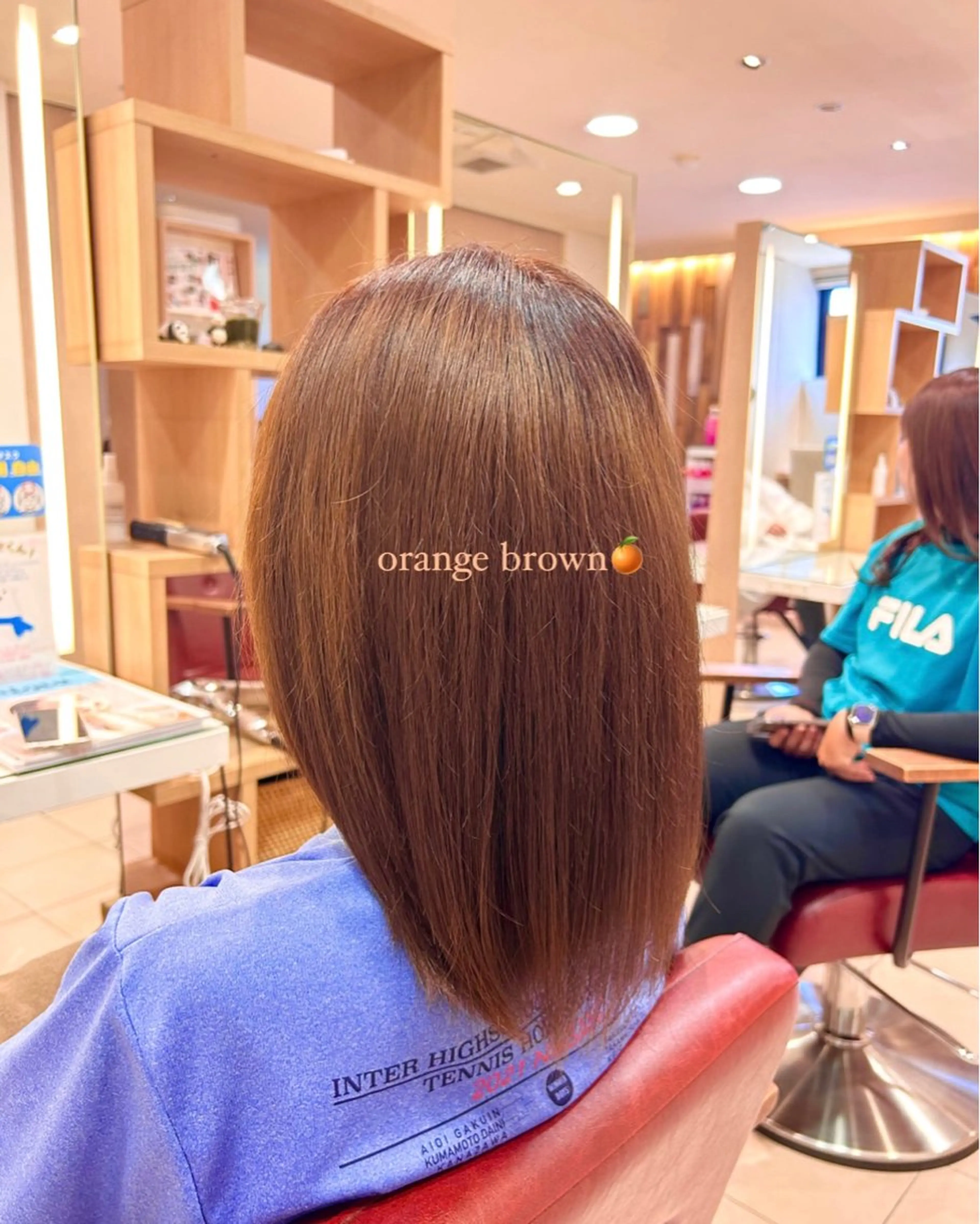 カラー ブリーチ ブラウンカラー ブリーチなしカラー オレンジ オレンジブラウン ヘアセット/ミニボブ /レイヤー 山田寛菜のヘアスタイル