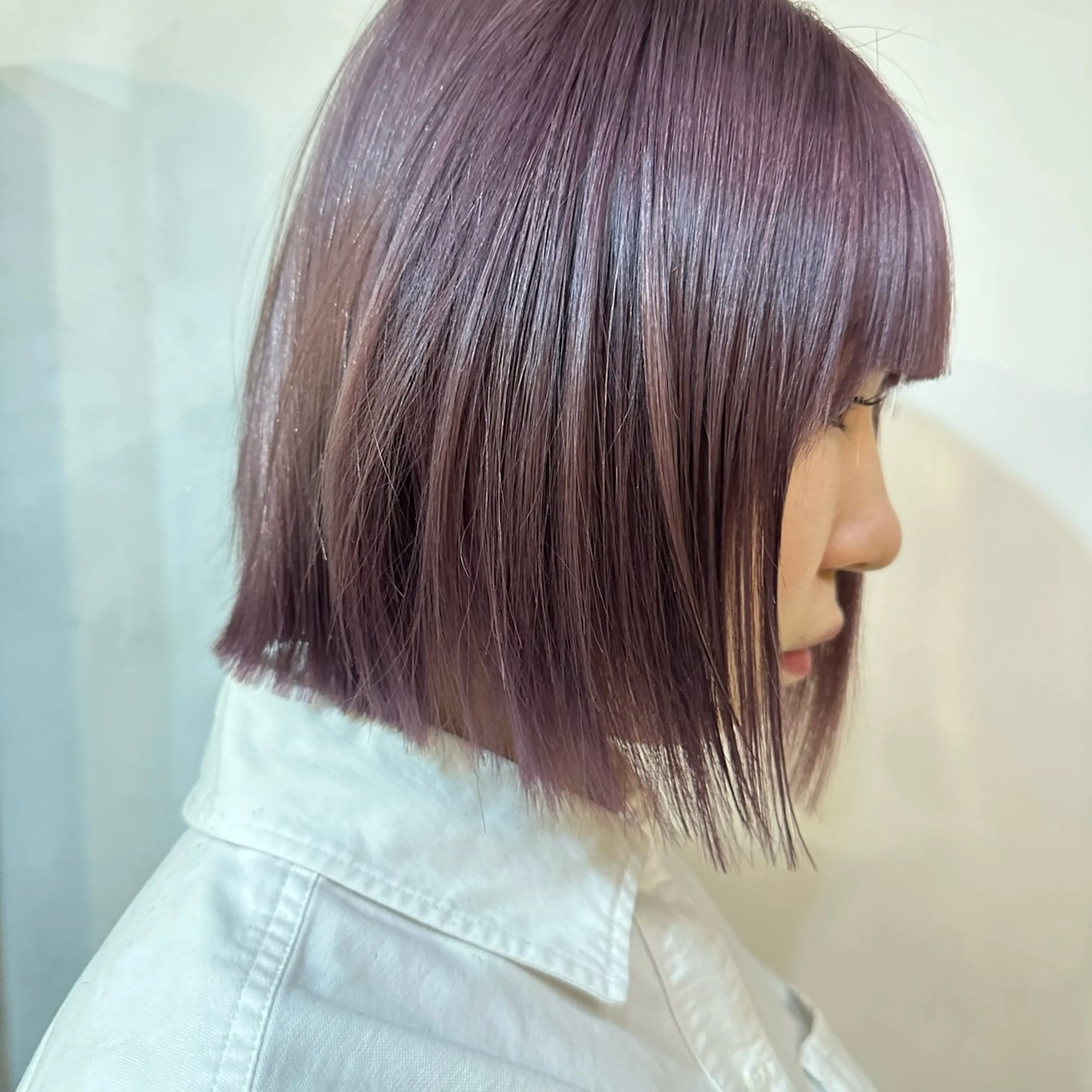 ミディアム カラー ブリーチ ケアブリーチ ハイトーンカラー ピンクカラー ボブ カット ヘアカラー トリートメント Yuki☺︎パーマ レイヤーカットのヘアスタイル