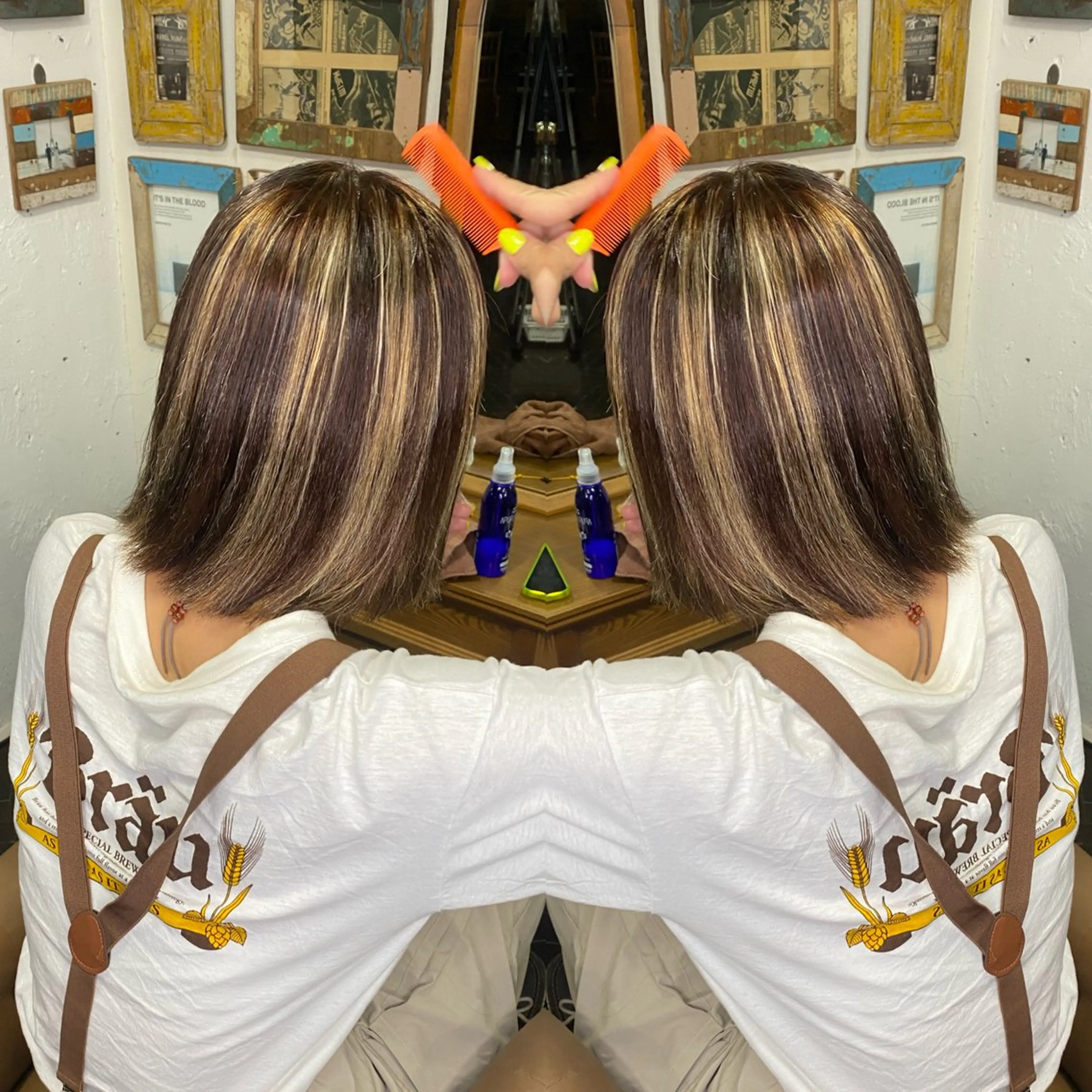 セミロング カラー ハイライト/レイヤー /ハイトーン/AOIのヘアスタイル