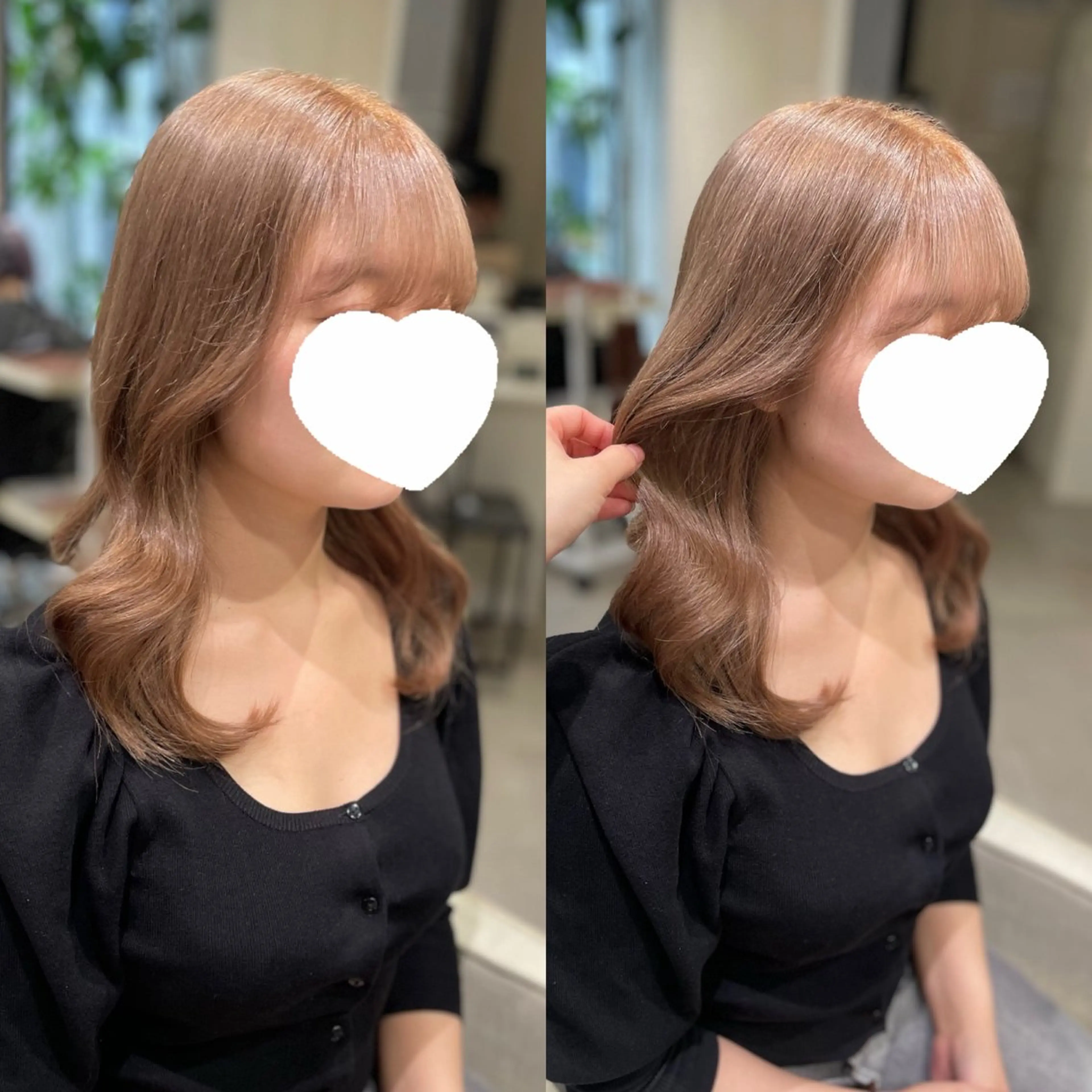 セミロング カラー ダブルカラー くびれヘア ヘアカラー 🦋美髪／エクステ 🦋アベイクミのヘアスタイル