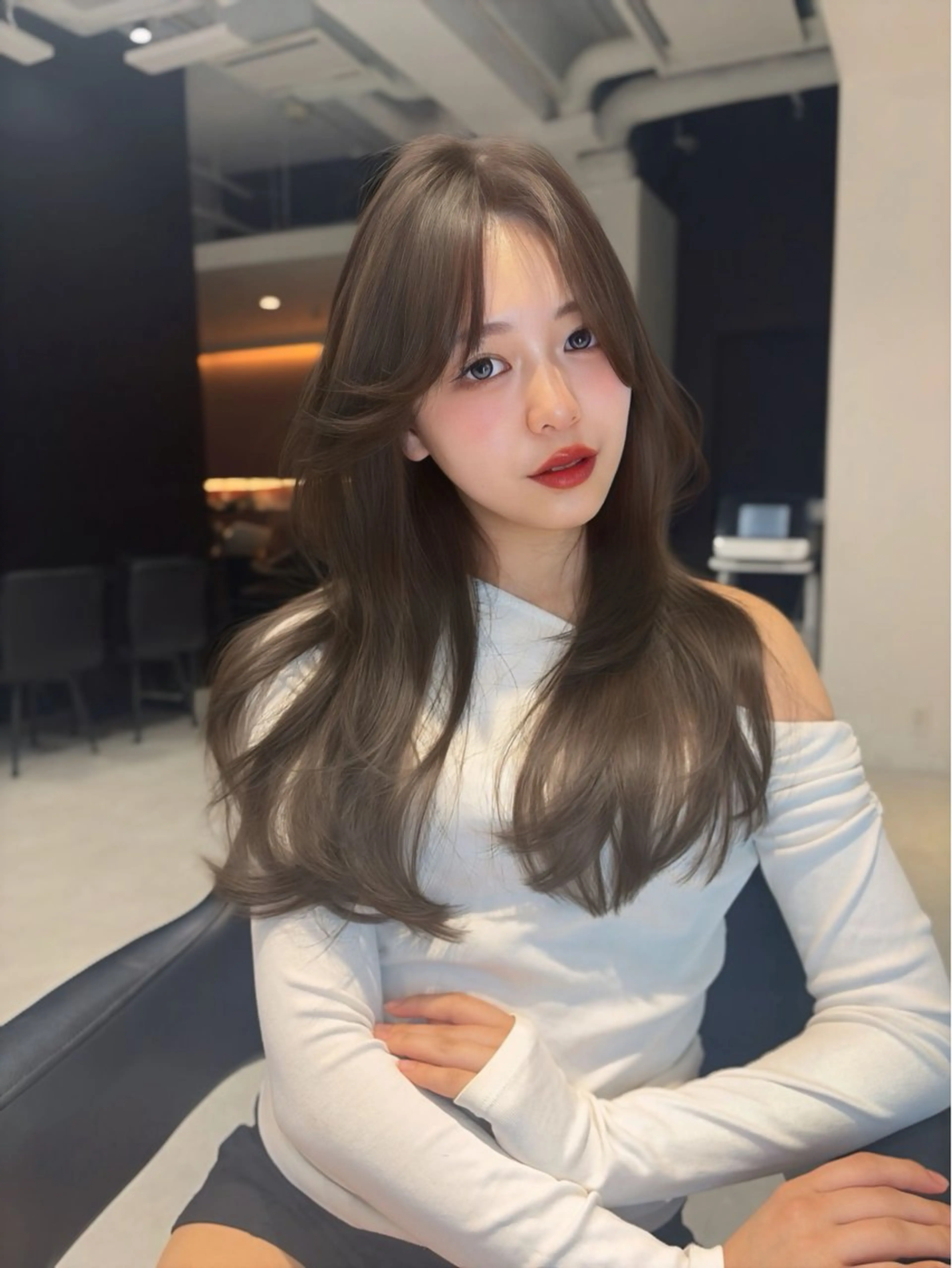 ロング カット ヘアカラー トリートメント 海野翔吾🇨🇳 ワンホンレイヤーのヘアスタイル