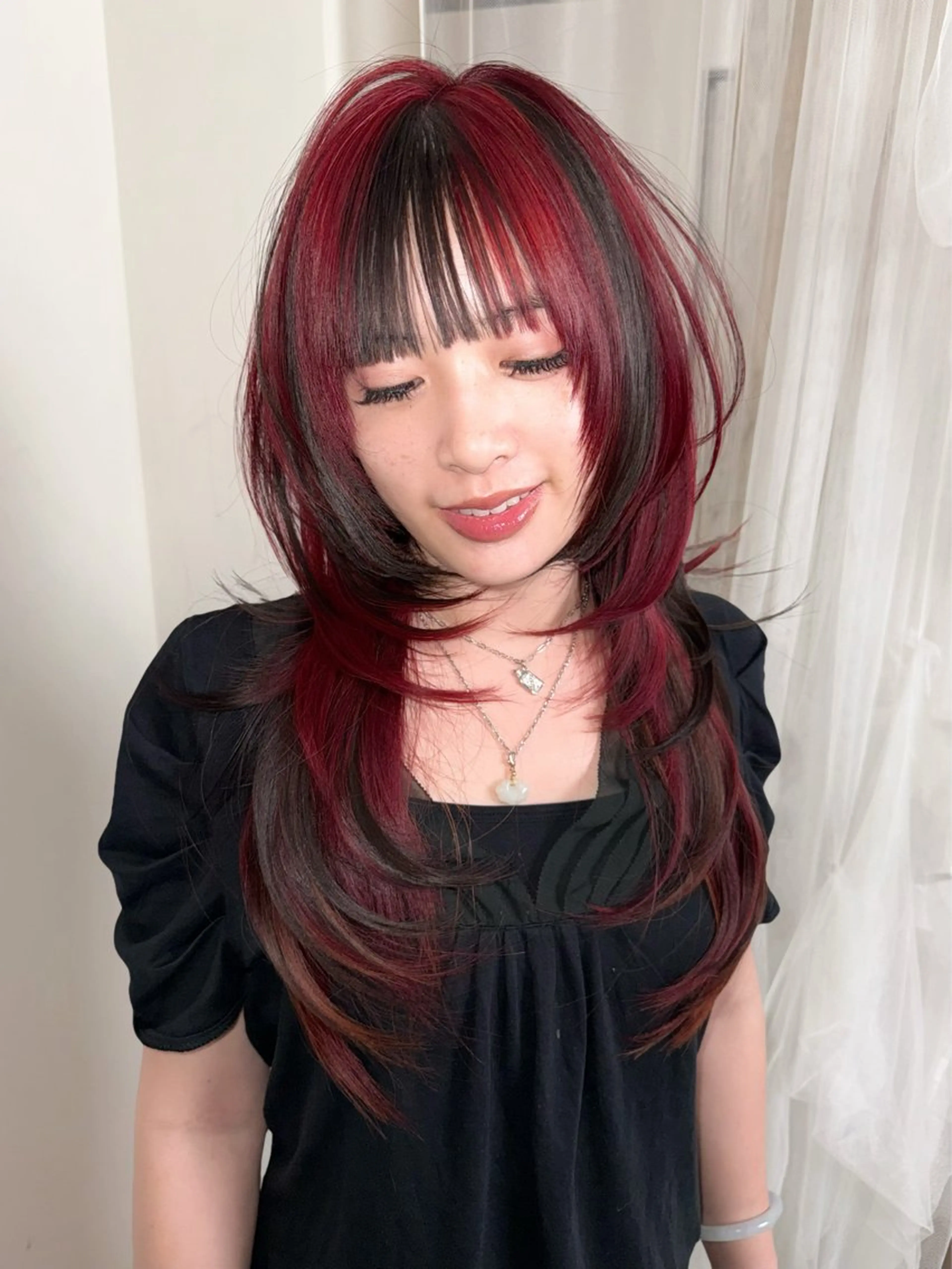 ロング カラー カット ヘアカラー トリートメント ヘッドスパ ヘアセット HARUNA/原宿/ デザイン/カットのヘアスタイル