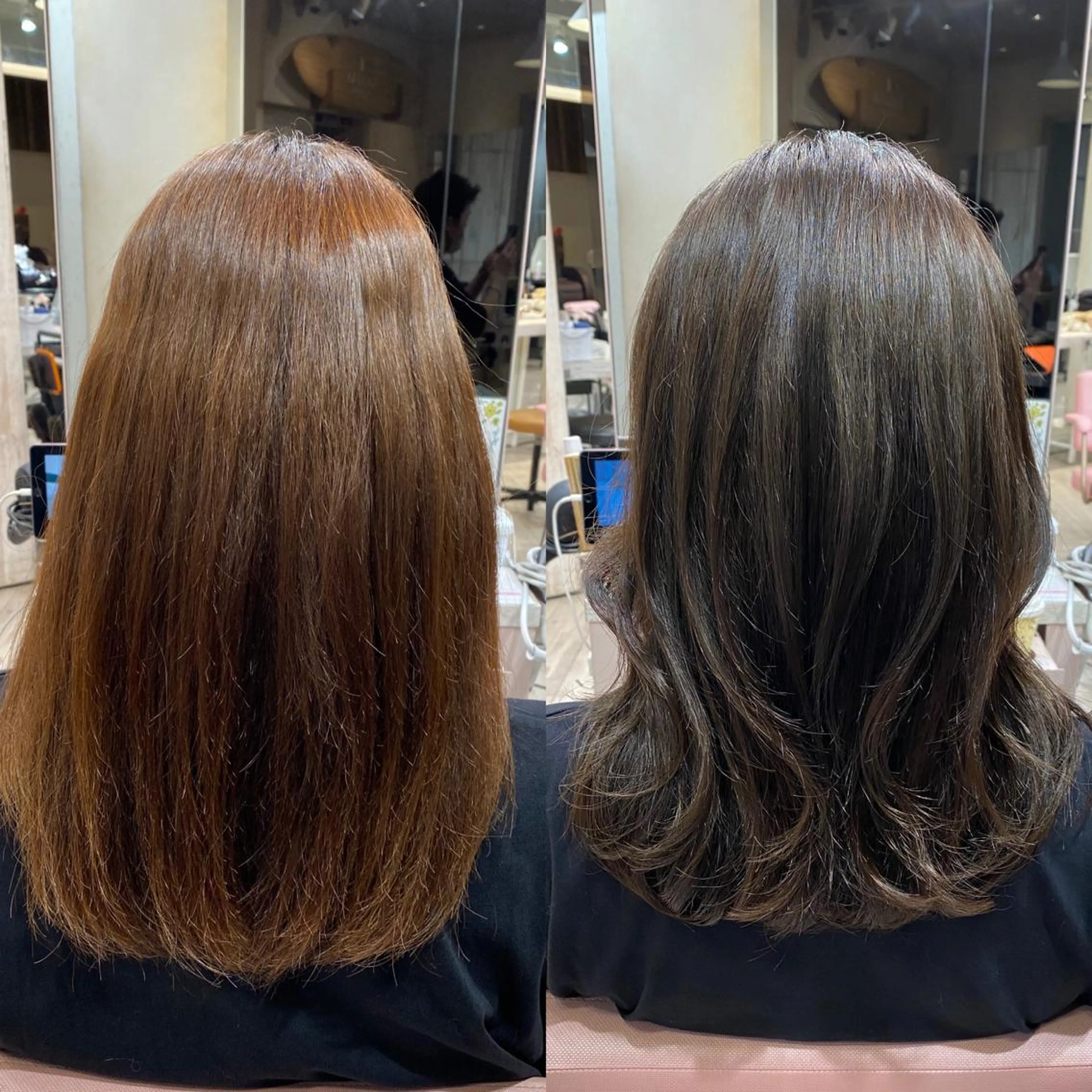 セミロング カラー カット ヘアカラー トリートメント 顔まわりカット🌟 くびれヘア/寺門遥輝のヘアスタイル