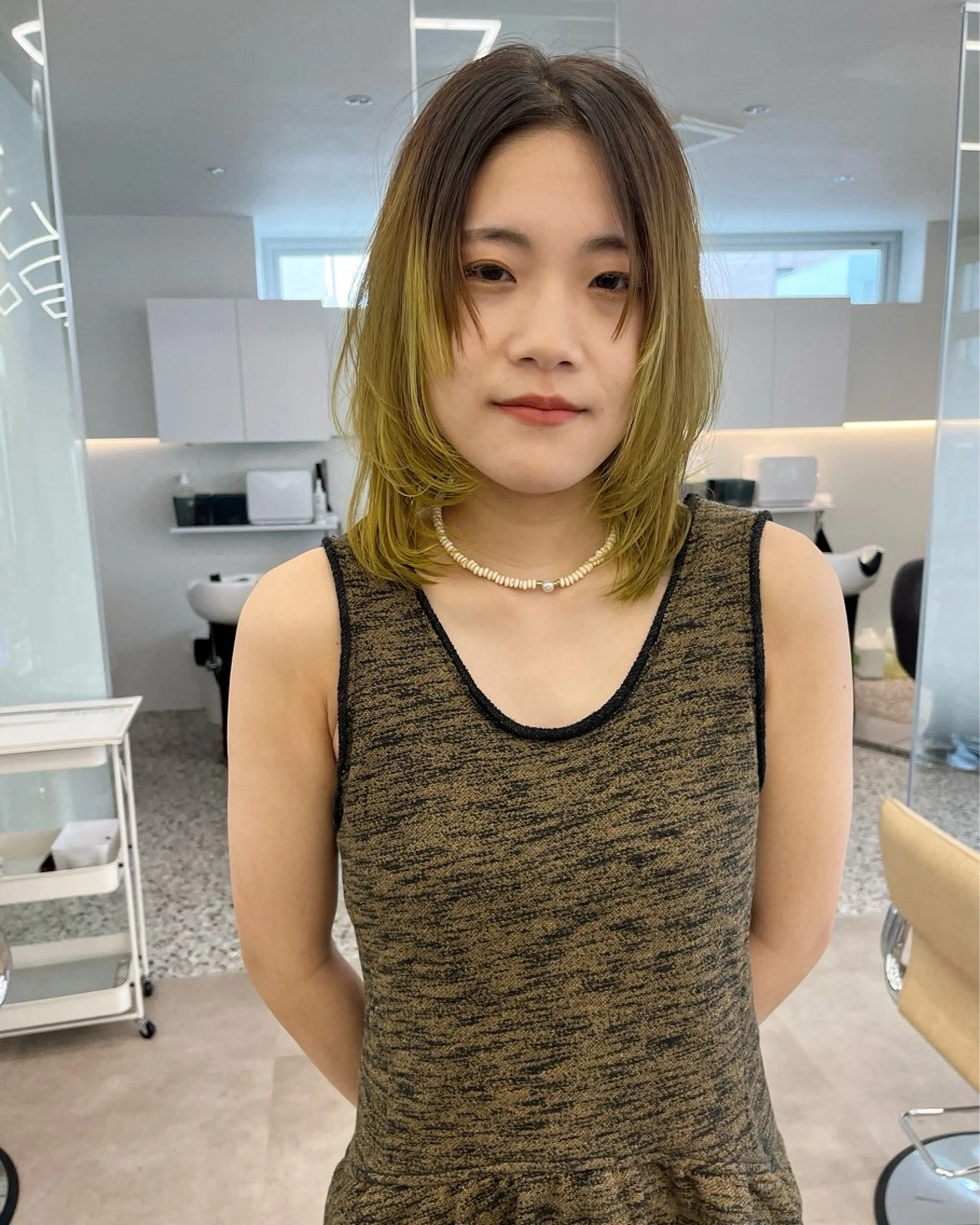 ミディアム ヘアカラー ボブ/ハイトーン REINAのヘアスタイル