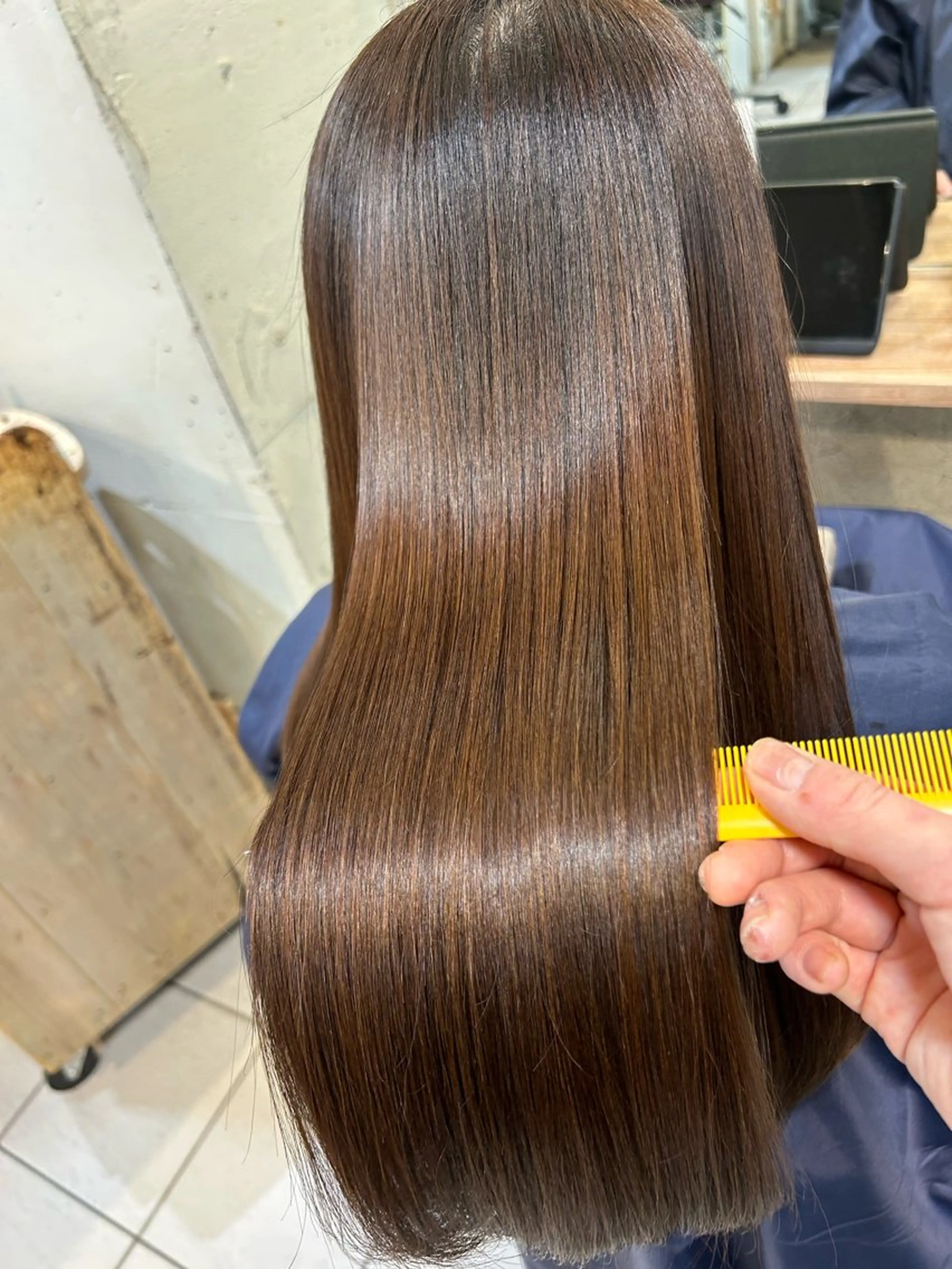 ミディアム 髪質改善ストレート/ ブリーチ／渋谷　福田のヘアスタイル