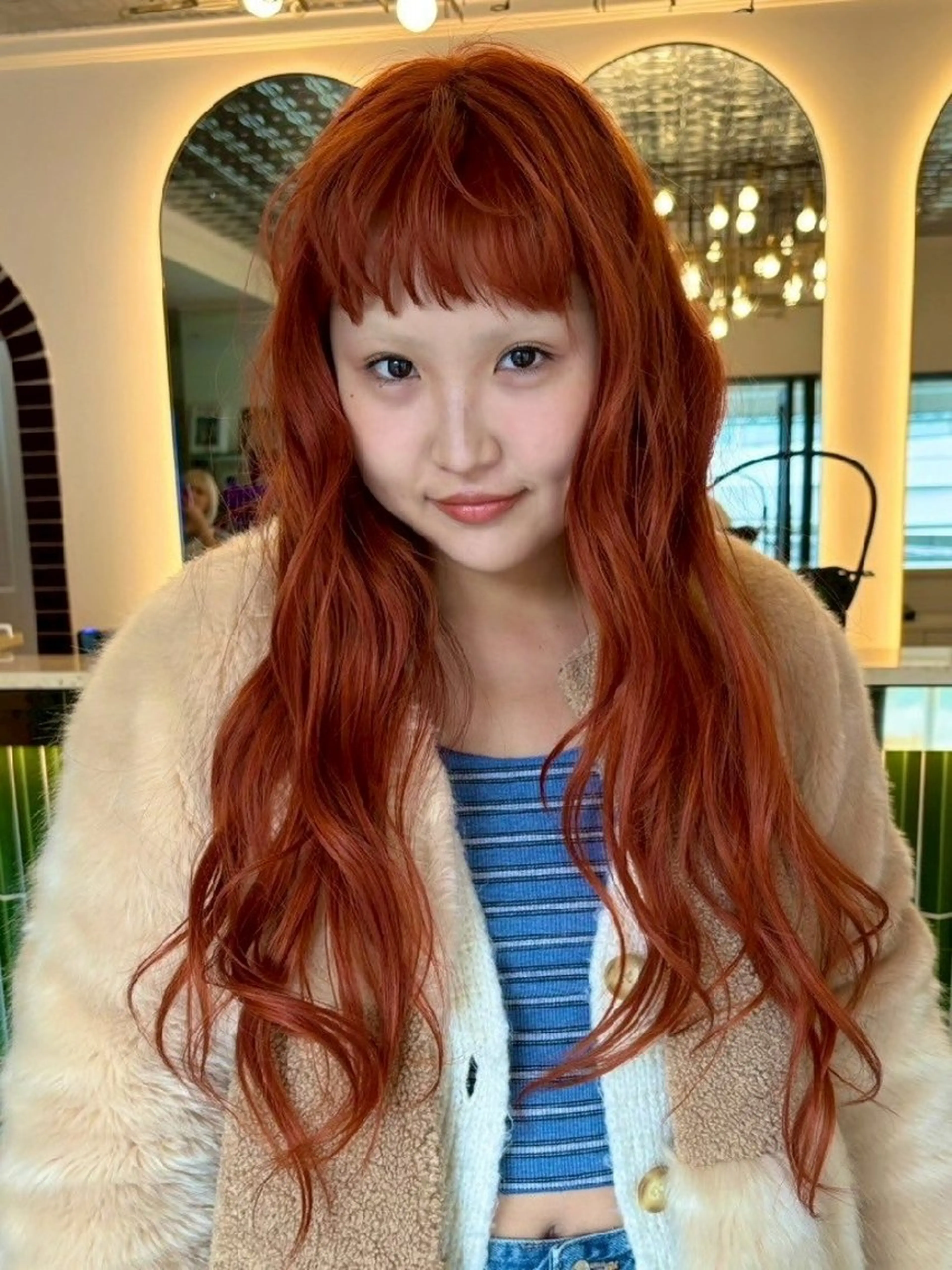 ロング カラー ブラウンカラー オレンジ オレンジブラウン ヘアカラー ケアブリーチ特化 same 🦈のヘアスタイル