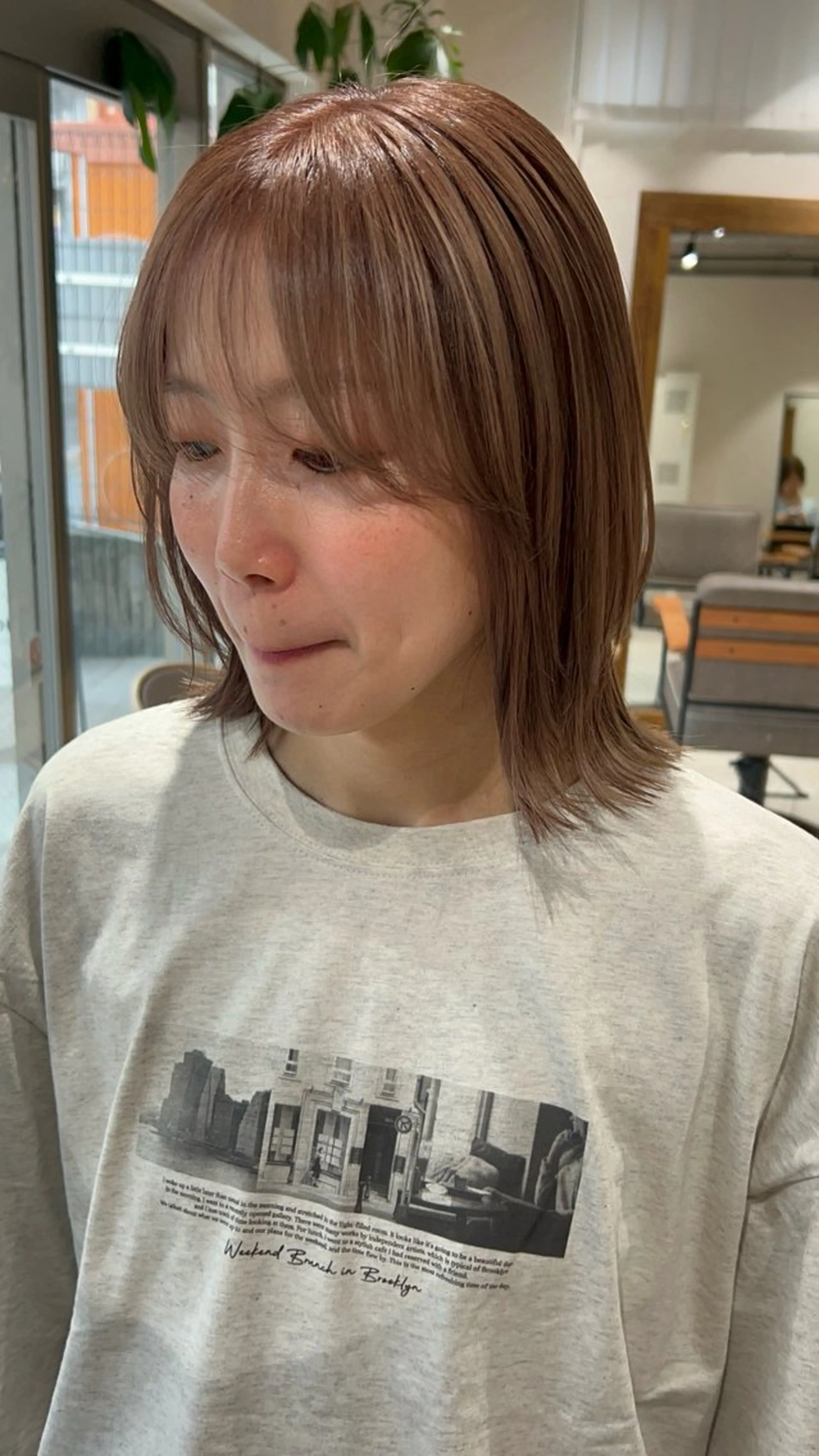 ショート カラー 赤みゼロ 🤎柔ベージュのヘアスタイル