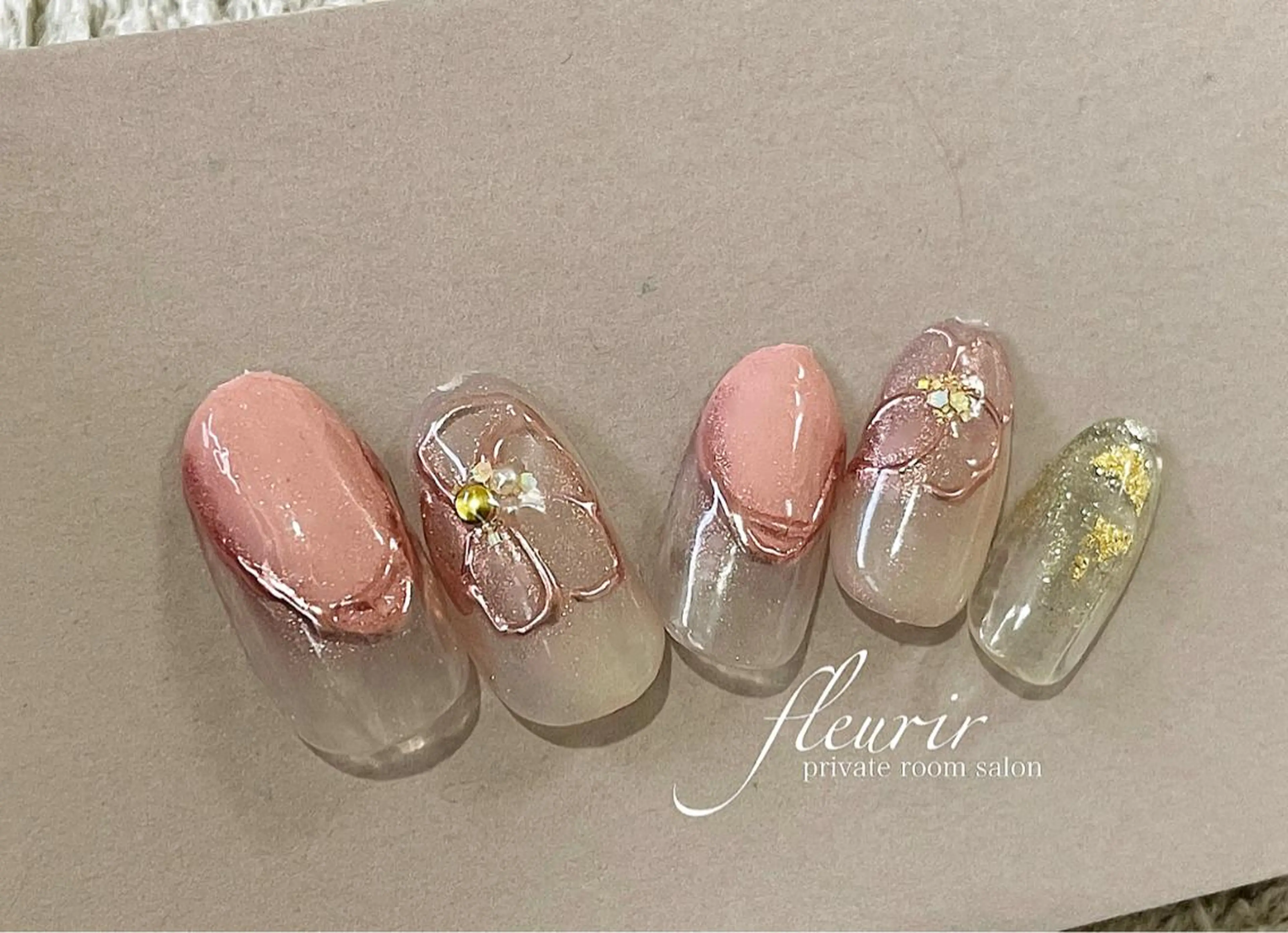 ネイル アートネイル 桜ネイル 長さ出し フラワーネイル フレンチネイル フルリール 【プライベートサロンのネイルデザイン