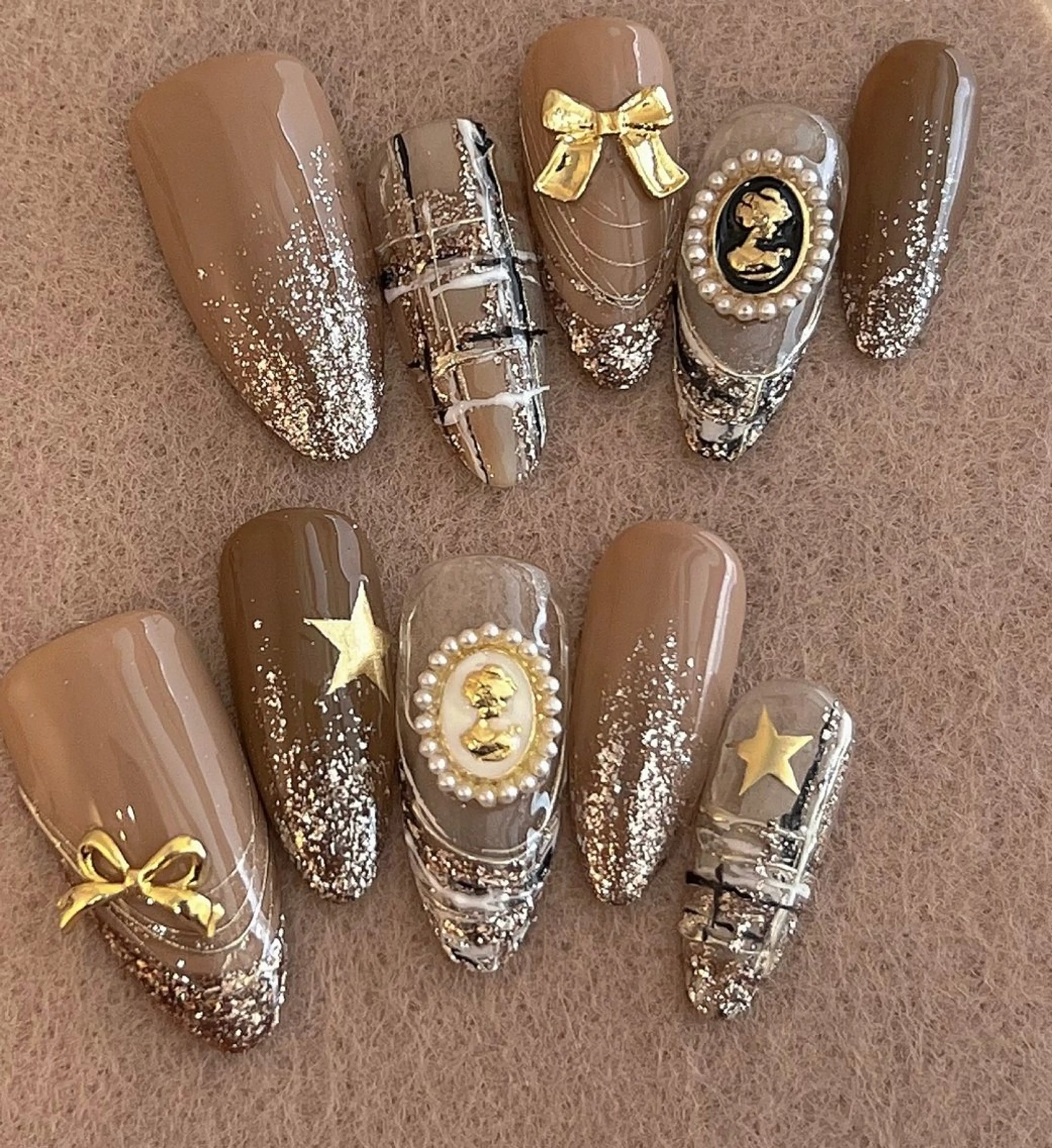 ネイル リボン、ガーリー パーツ放題専門店のネイルデザイン