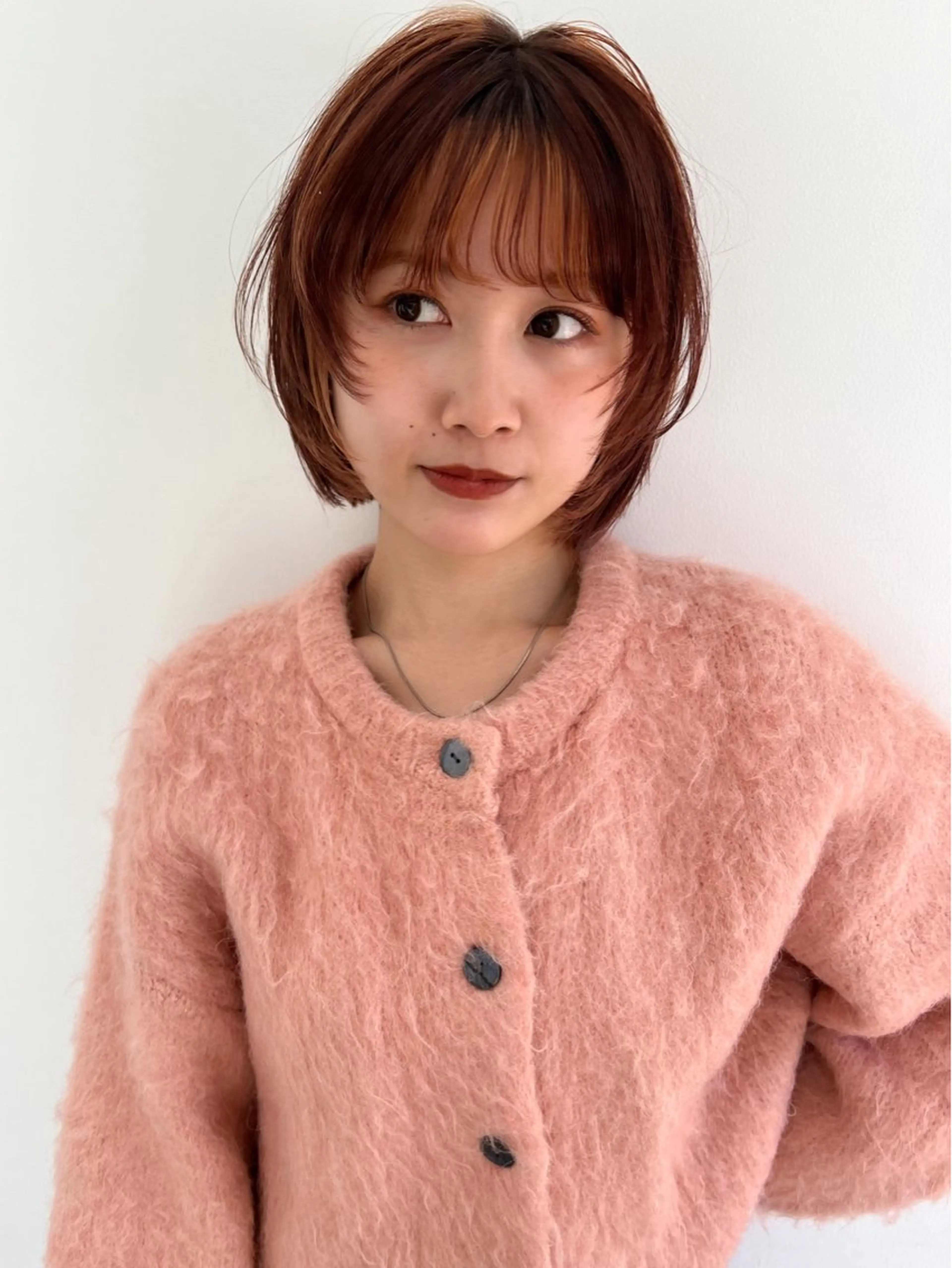 ショート カラー ボブ/巻ける縮毛矯正 /韓国レイヤーはなのヘアスタイル