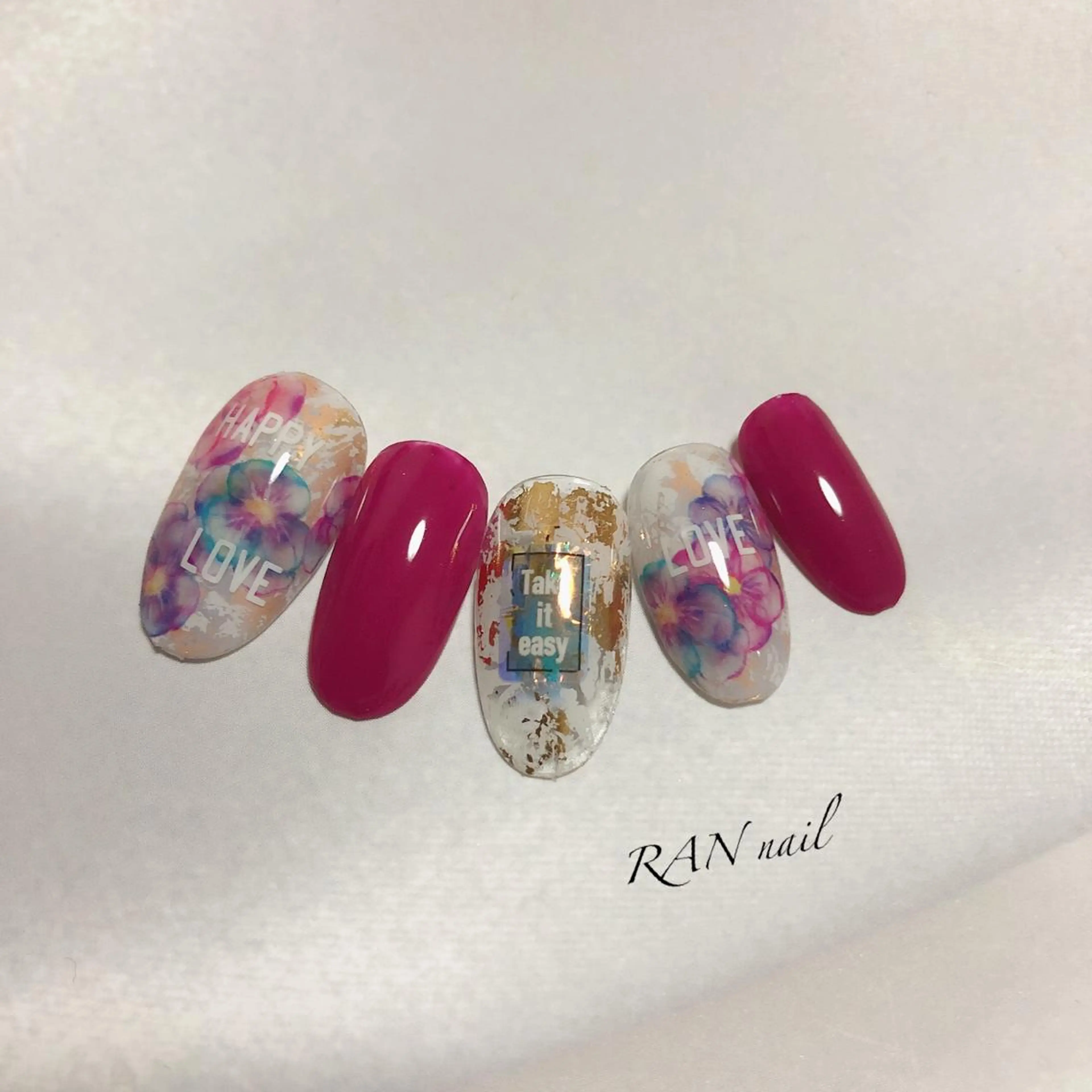 ネイル フラワーネイル フットネイル オフィスネイル パープル 春ネイル ハンドネイル フットネイル RAN nailのネイルデザイン