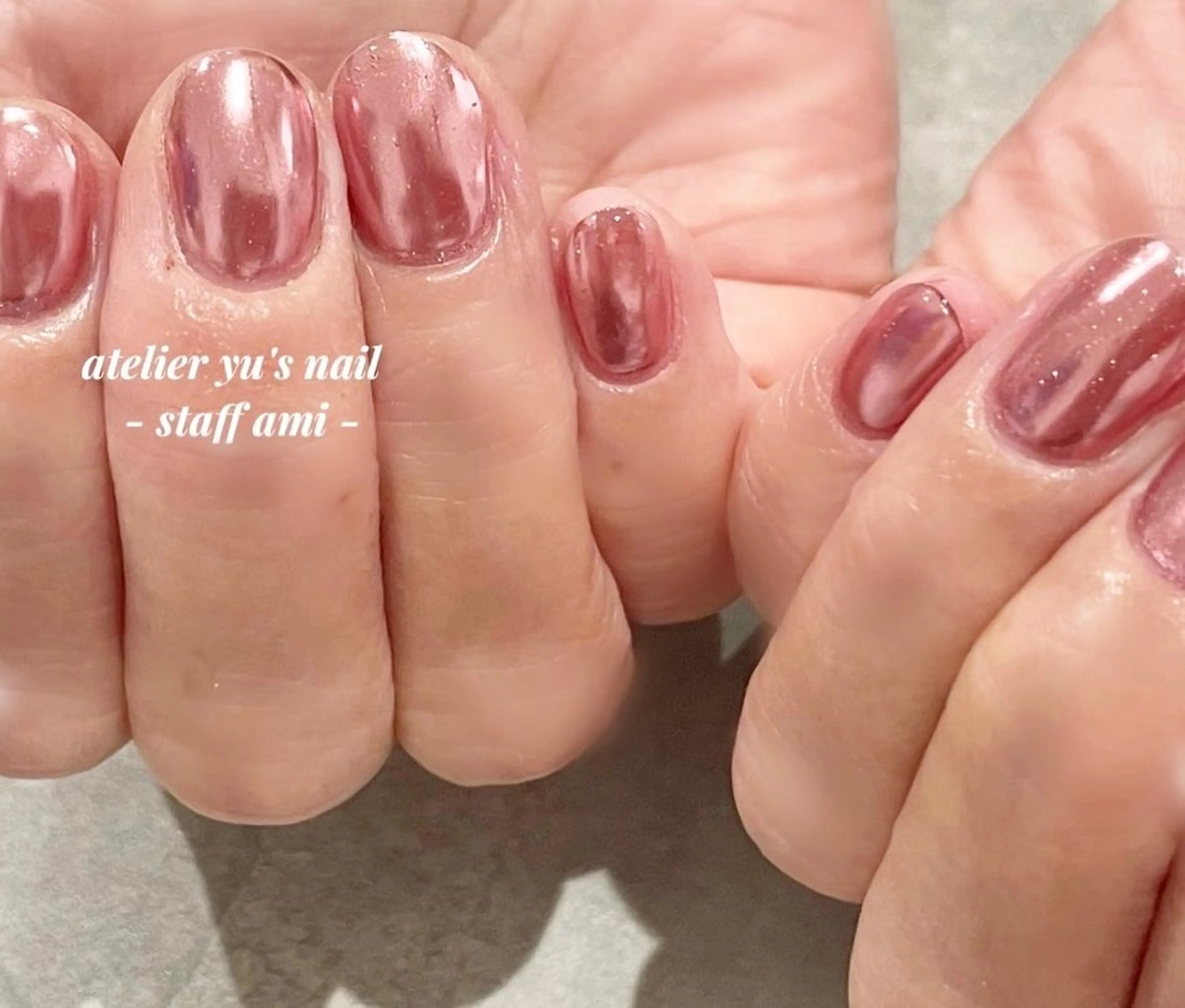 ネイル ミラーネイル ワンカラーネイル ハンドネイル ハンドケア atelier yu's nailのネイルデザイン