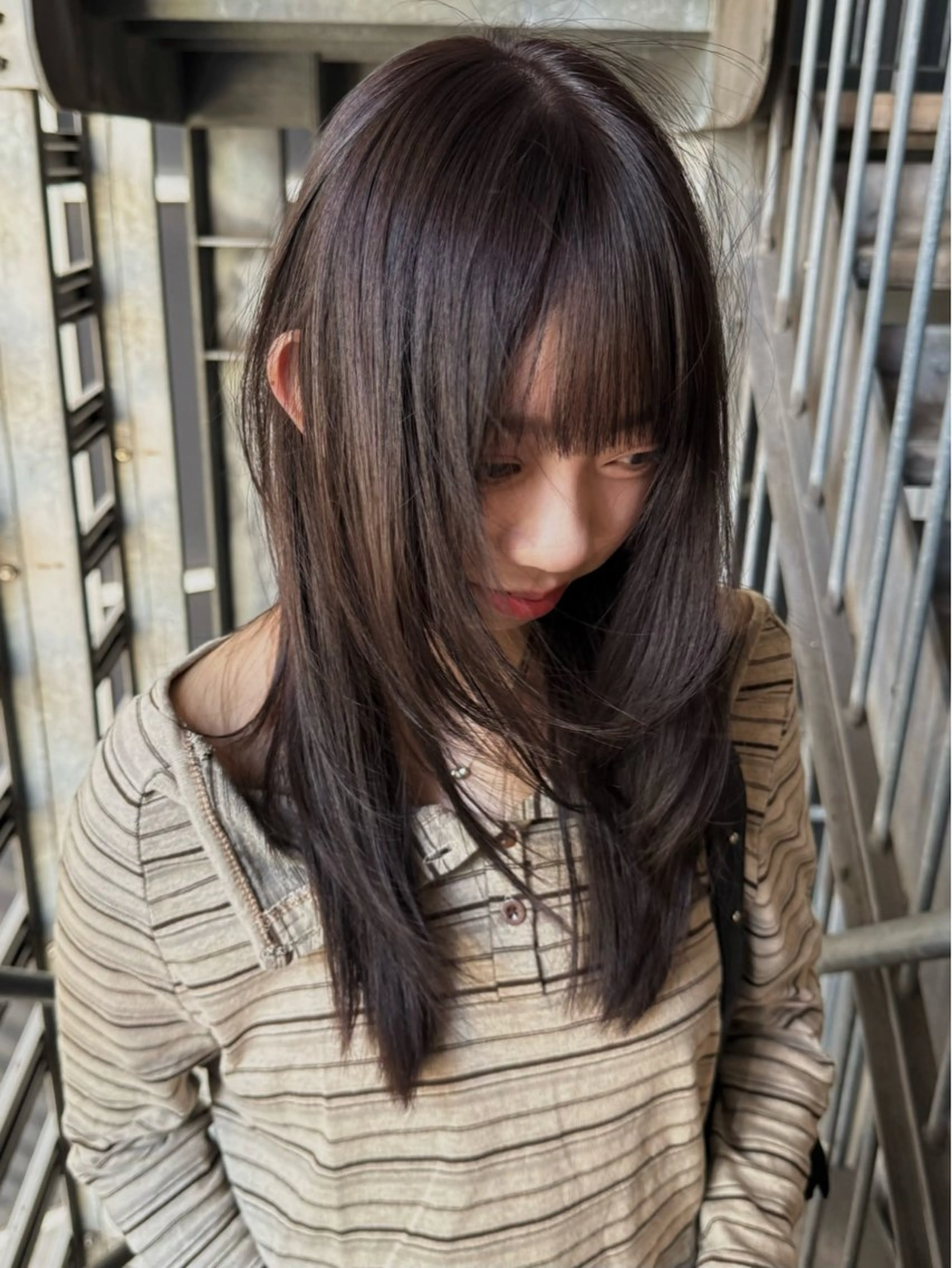 ロング カラー グレージュ ラベンダーカラー ラベンダーグレージュ ラベンダーグレー レイヤーカット カット ヘアカラー トリートメント sota／透ける モノトーン/抜け感のヘアスタイル